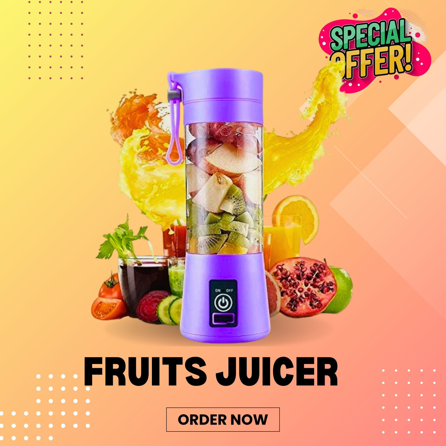 Image of JayGopalTrendz Electric Rechargeable Fruit Juicer Maker Portable USB Mini Juicer ShakerTY202 350 W Juicer Mixer Grinder (Electric Rechargeable Fruit Juicer Maker Portable USB Mini Juicer ShakerTY202 | 1 Jar | Multicolor)