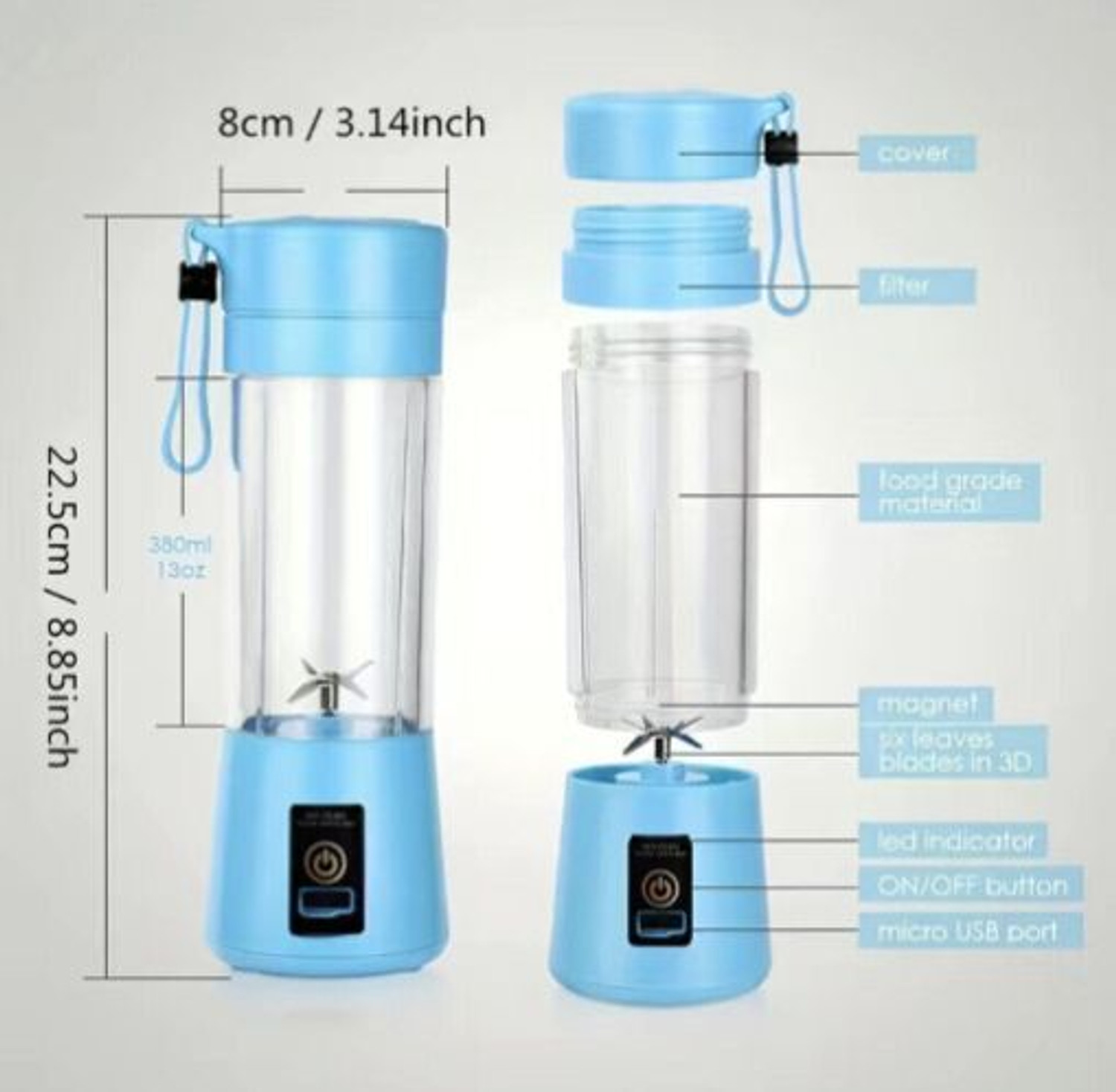 Image of princemarkett Pro Fruit Juicer 200 W Juicer Mixer Grinder (ASE 883A BlendLife Juice With Sipper For Juices, Shakes, Smoothies, Baby Food | 1 Jar | Multicolor)