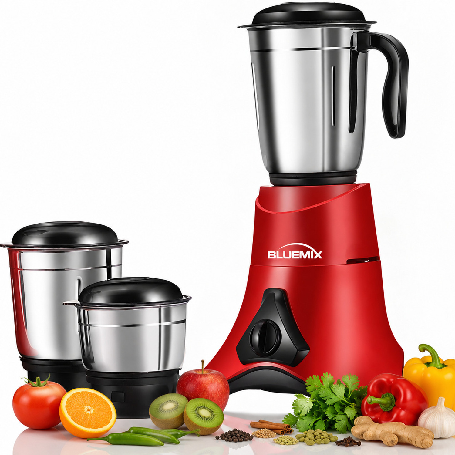 Image of Bostton 750 Watt Double layered Copper 25 MM Motor 750 W Mixer Grinder (Waspa Power Pro | 2 Jars | Olive Green)
