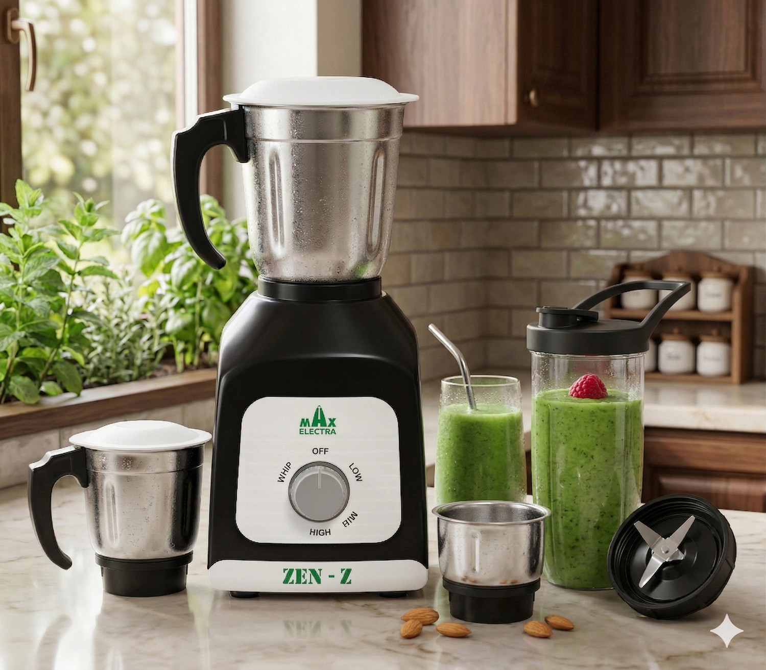 Image of MAX ELECTRA ZEN-Z17 500 W Juicer Mixer Grinder (ZEN-Z-75017 | 3 Jars | Black)