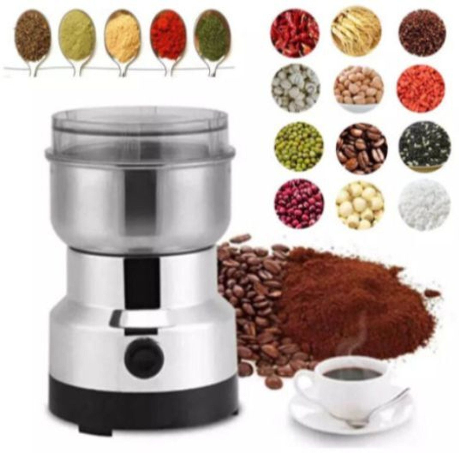 Image of JayGopalTrendz Grinder 350 W Mixer Grinder (Electric Grinder With Coffee & Nuts Grains Bean Grinder Juicer Mixer GrinderH202 | 1 Jar | Silver)