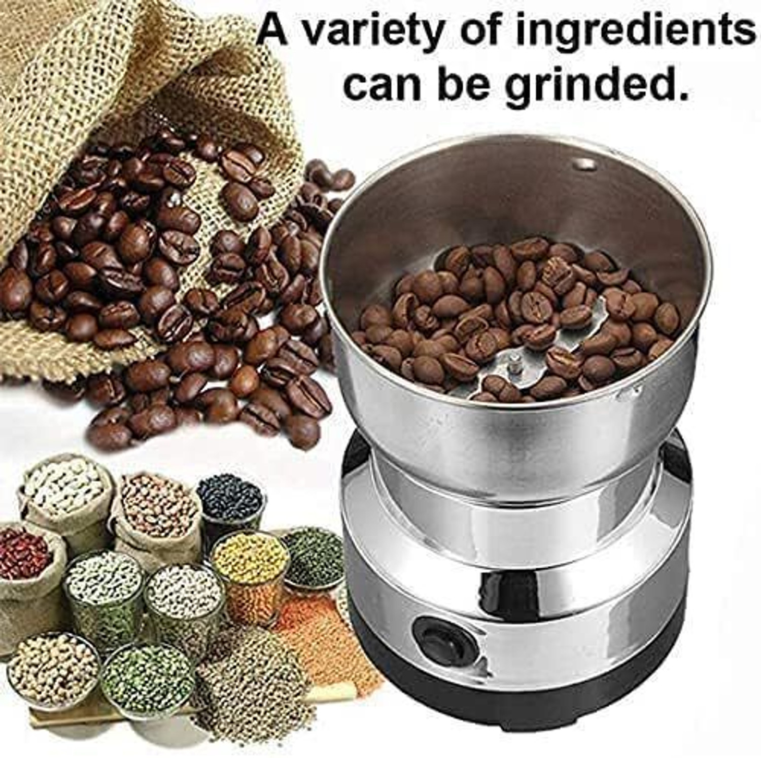 Image of BazaarNest Mini Mixer Grinder 900 W Juicer Mixer Grinder (Mini Stainless Steel Electric Grinder, Coffee Bean and Dry Masala Mixer, Compact | 1 Jar | Silver)