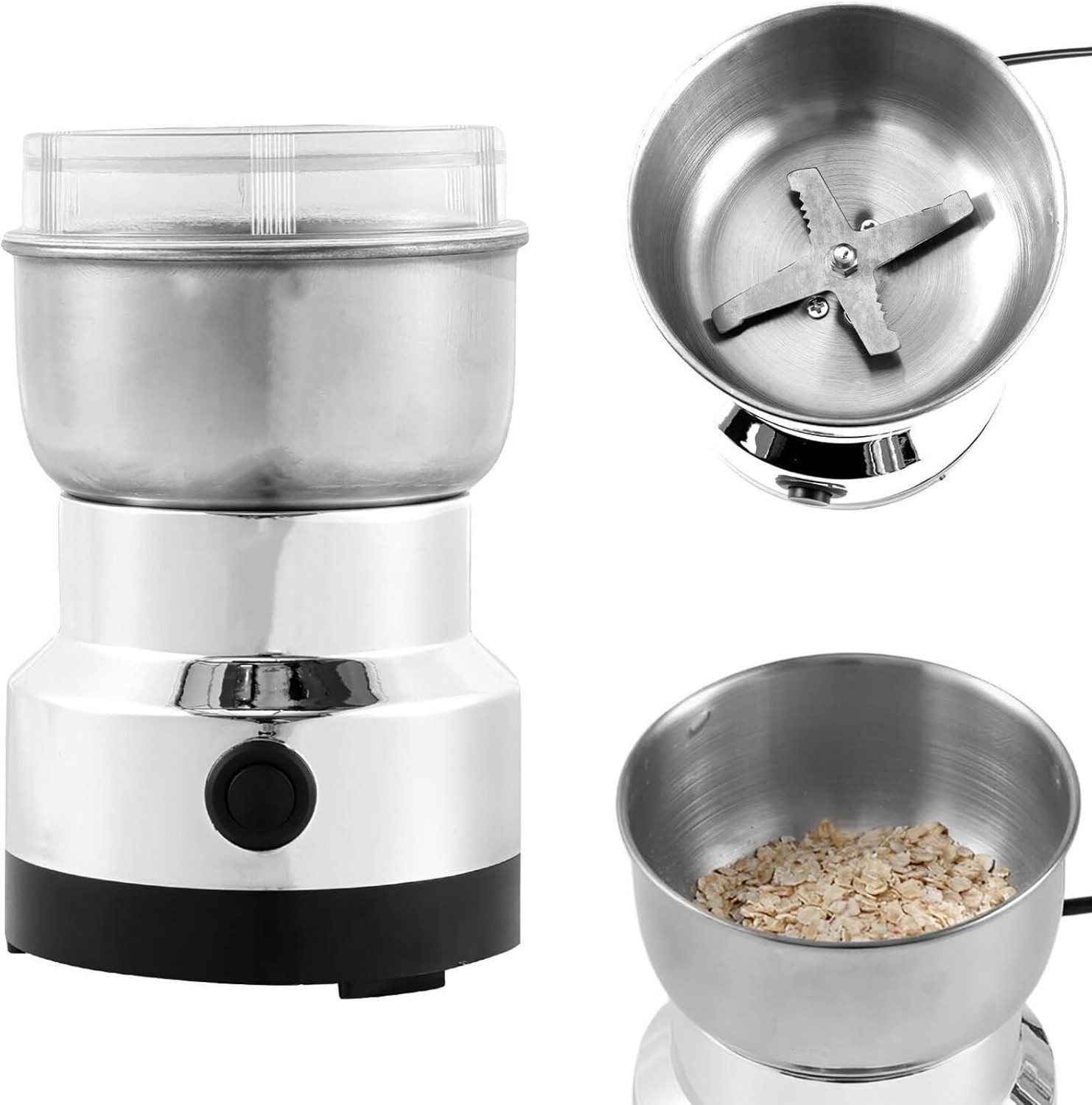 Image of DAKSHWAY Nima Mini Mixer Grinder 200 W Juicer Mixer Grinder (Mini Grinder for Kitchen - Easy-to-Use Electric Spice & Coffee Grinder A22 | 1 Jar | Silver)