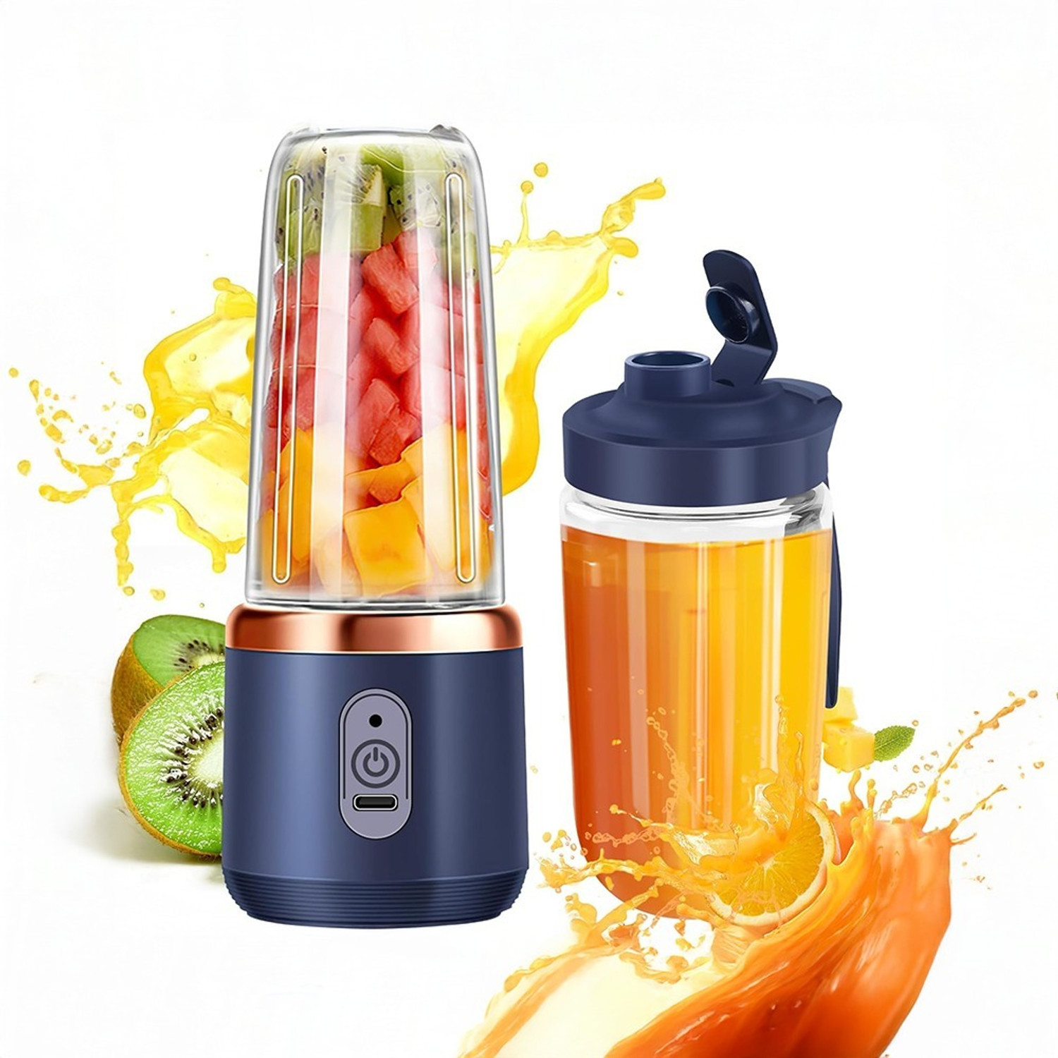 Image of Bumpi Care Bumpi Mini Fruit Juicer Mixer Grinder Portable Milkshake Blenders Color-May Vary 220 W Juicer (6-Blade Juicer | 1 Jar | Multicolor)