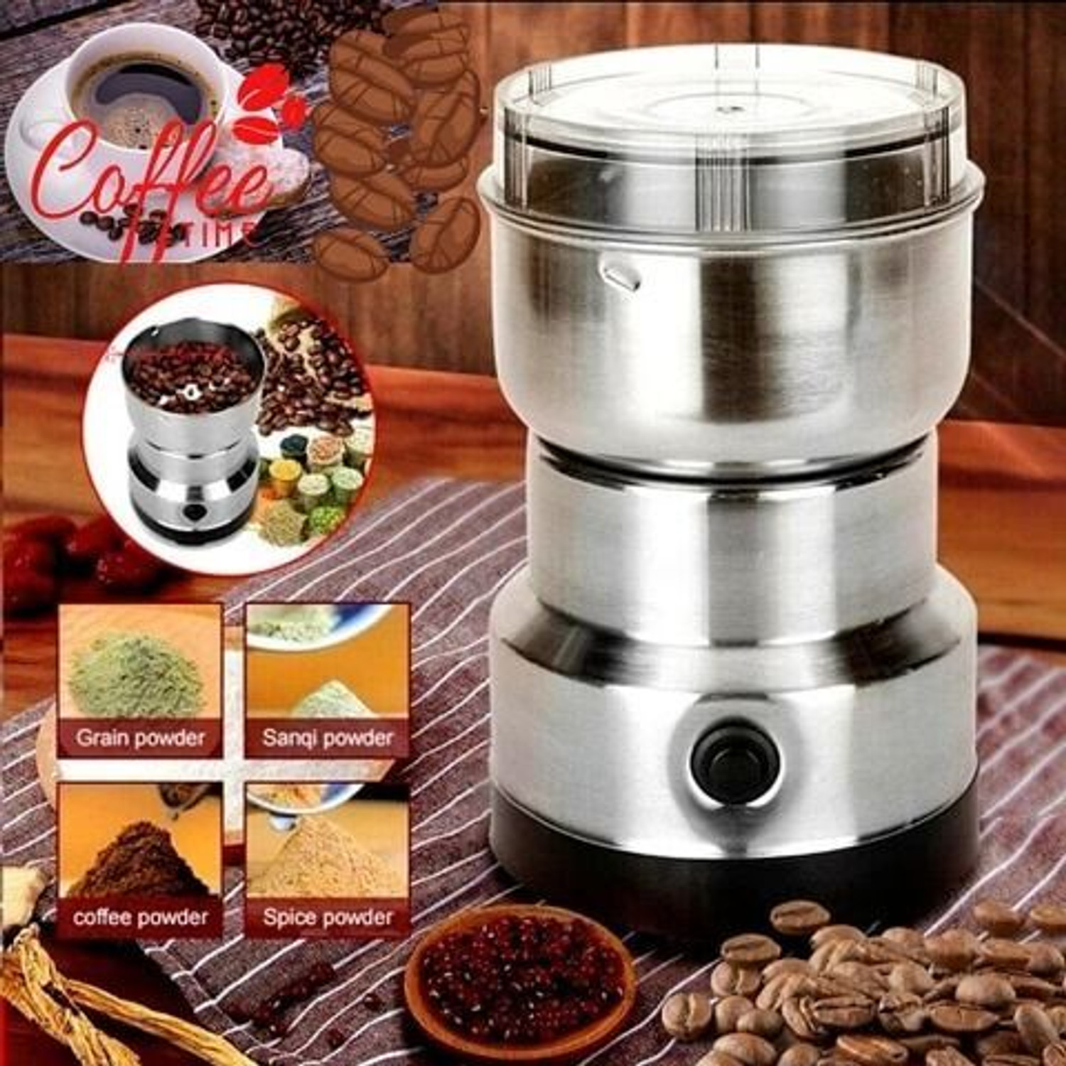 Image of HARIS STORE Grinder 1 200 W Juicer Mixer Grinder (Mini Mixer Grinder & Coffee Maker for Kitchen Masala, Onion, Garlic & FruitW332 | 1 Jar | Silver)
