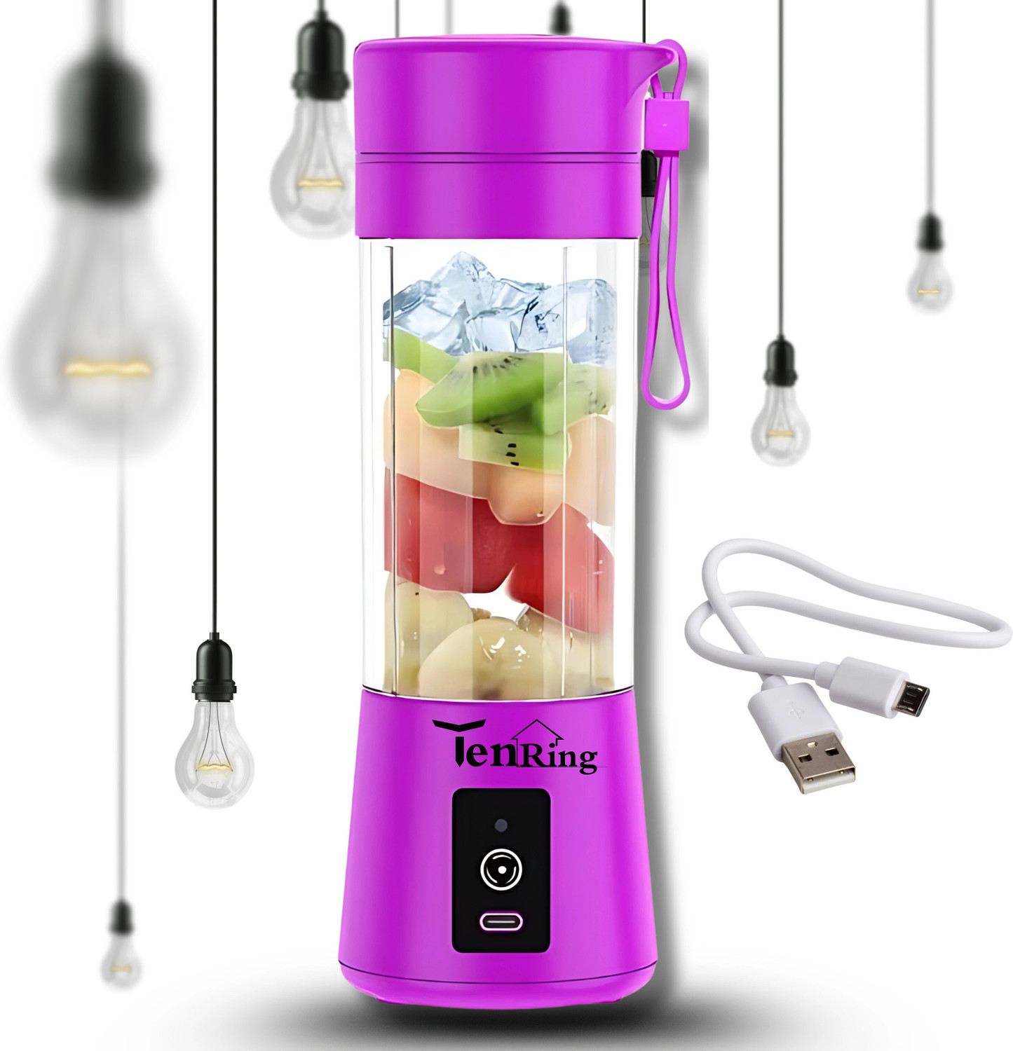 Image of Tenring Shakes & Protein Drinks - Compact & Powerful 6-Blade Design 240 W Juicer (Black USB Portable Juicer Blender - 6 Blade Powerful Personal Blender | 1 Jar | Black)