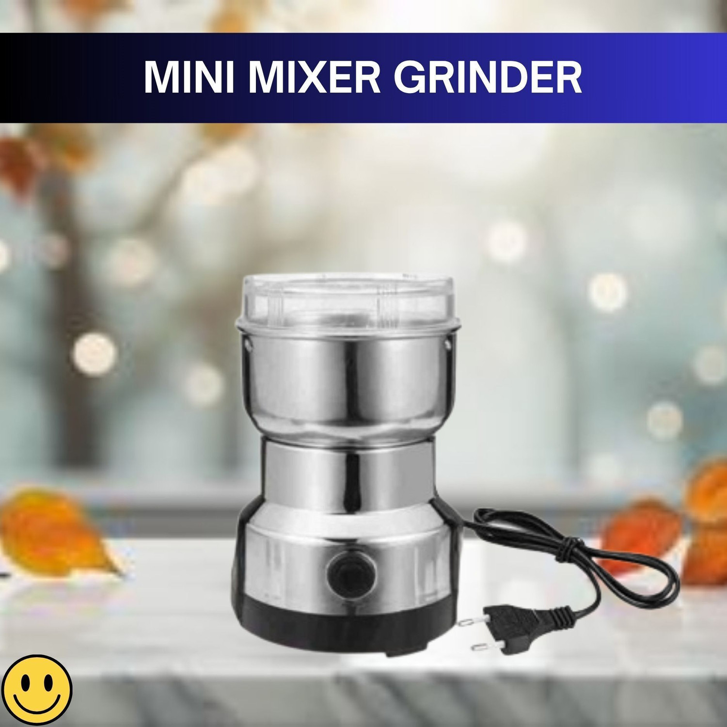 Image of SEVENMETICS Min Mixer Grinderi Stainless Steel Coffee & Spice Grains,Bean [NOT Use Liquid] 500 W Mixer Grinder (GrinMer-M27 /6 /25-60C | 1 Jar | Black, STEEL)