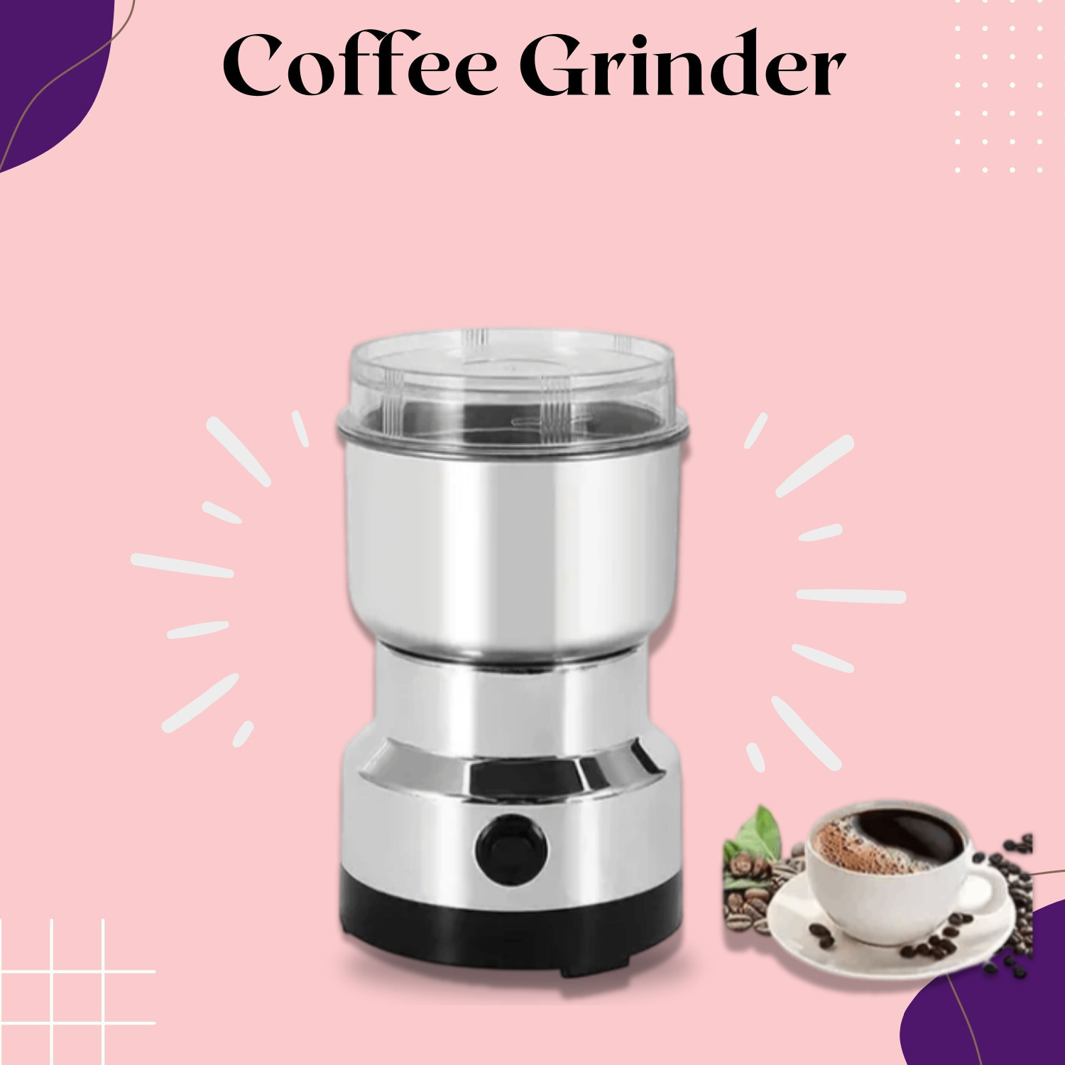 Image of Manasa Coffee Spice Nuts Grains Bean Grinder Mixer (300W) 300 W Juicer Mixer Grinder (By Mini Stainless Steel Coffee Spice Nuts Grains Bean Grinder Mixer | 1 Jar | Silver)