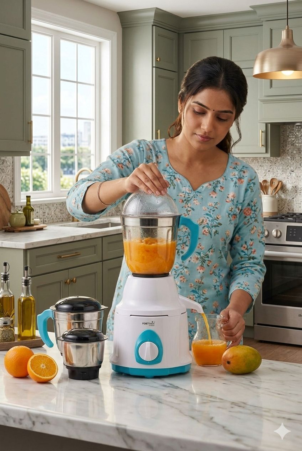 Image of fortuner 500W 500 W Juicer Mixer Grinder (Mixer-grinder-Juicer 29 | 3 Jars | Blue)