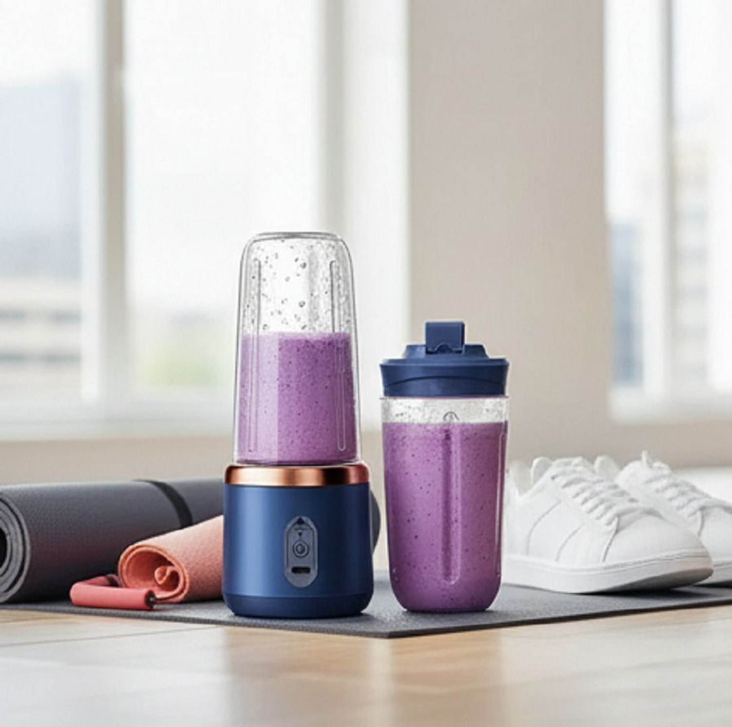 Image of Saibaba Insulators Portable USB Rechargeable Juicer Blender Mini Smoothie Maker Bottle 400 W Juicer Mixer Grinder (PJB-15 Juice Maker | 2 Jars | Blue)