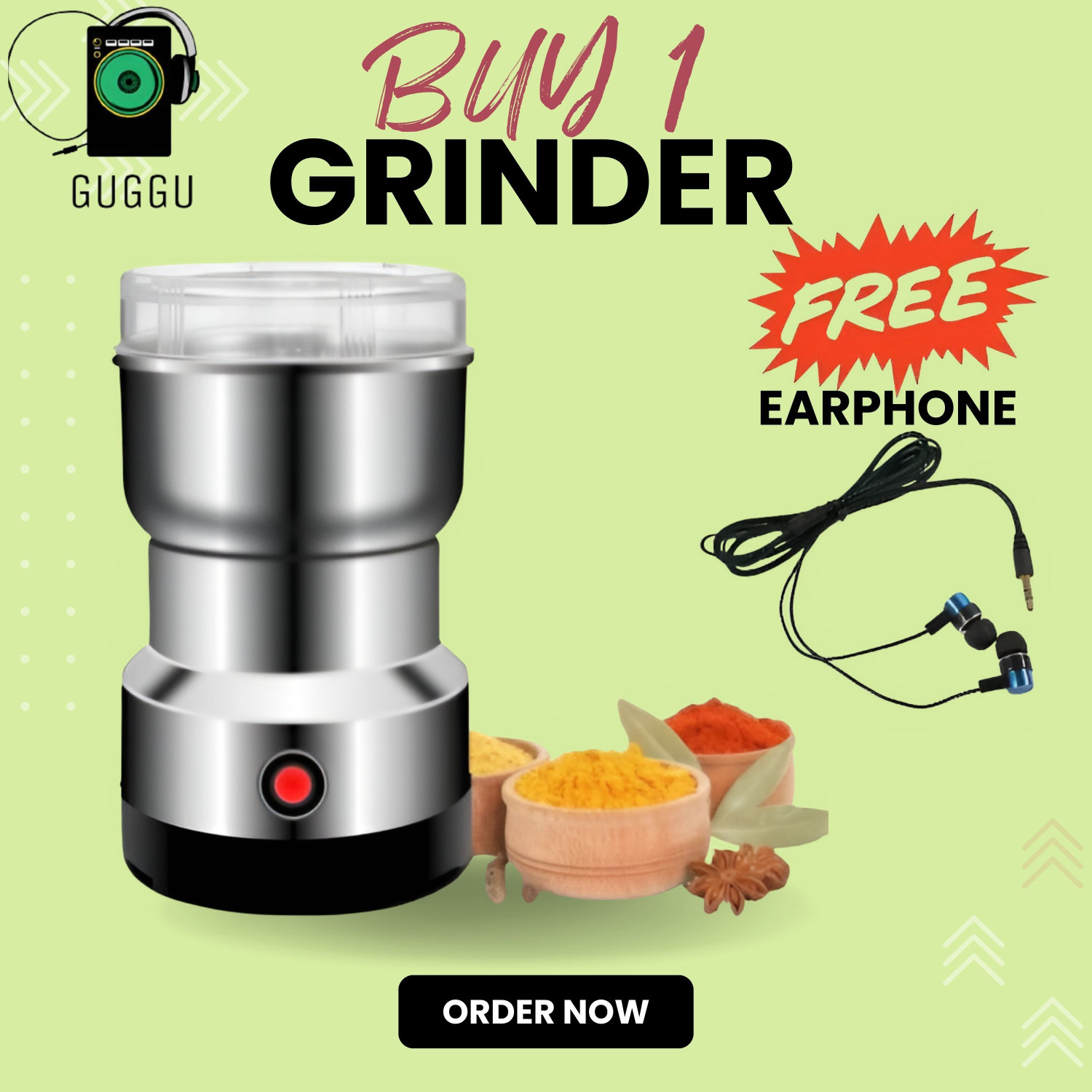 Image of Manasa JX 3 500 W Mixer Grinder (FX-Mini Stainless Steel Coffee Spice Nuts Grains Bean Grinder | 1 Jar | Multicolor)