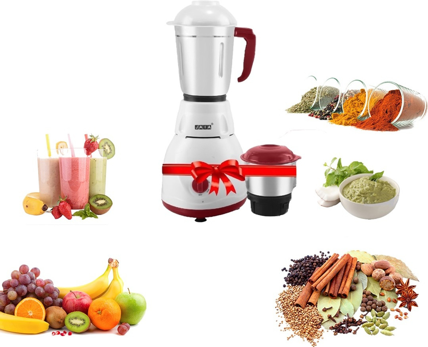 Image of Bostton 750 Watt Double layered Copper 25 MM Motor 750 W Mixer Grinder (Waspa Power Pro | 2 Jars | Olive Green)