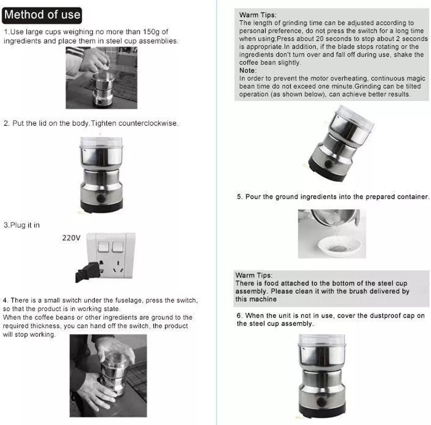 Image of Manasa Coffee Spice Nuts Grains Bean Grinder Mixer (300W) 300 W Juicer Mixer Grinder (By Mini Stainless Steel Coffee Spice Nuts Grains Bean Grinder Mixer | 1 Jar | Silver)