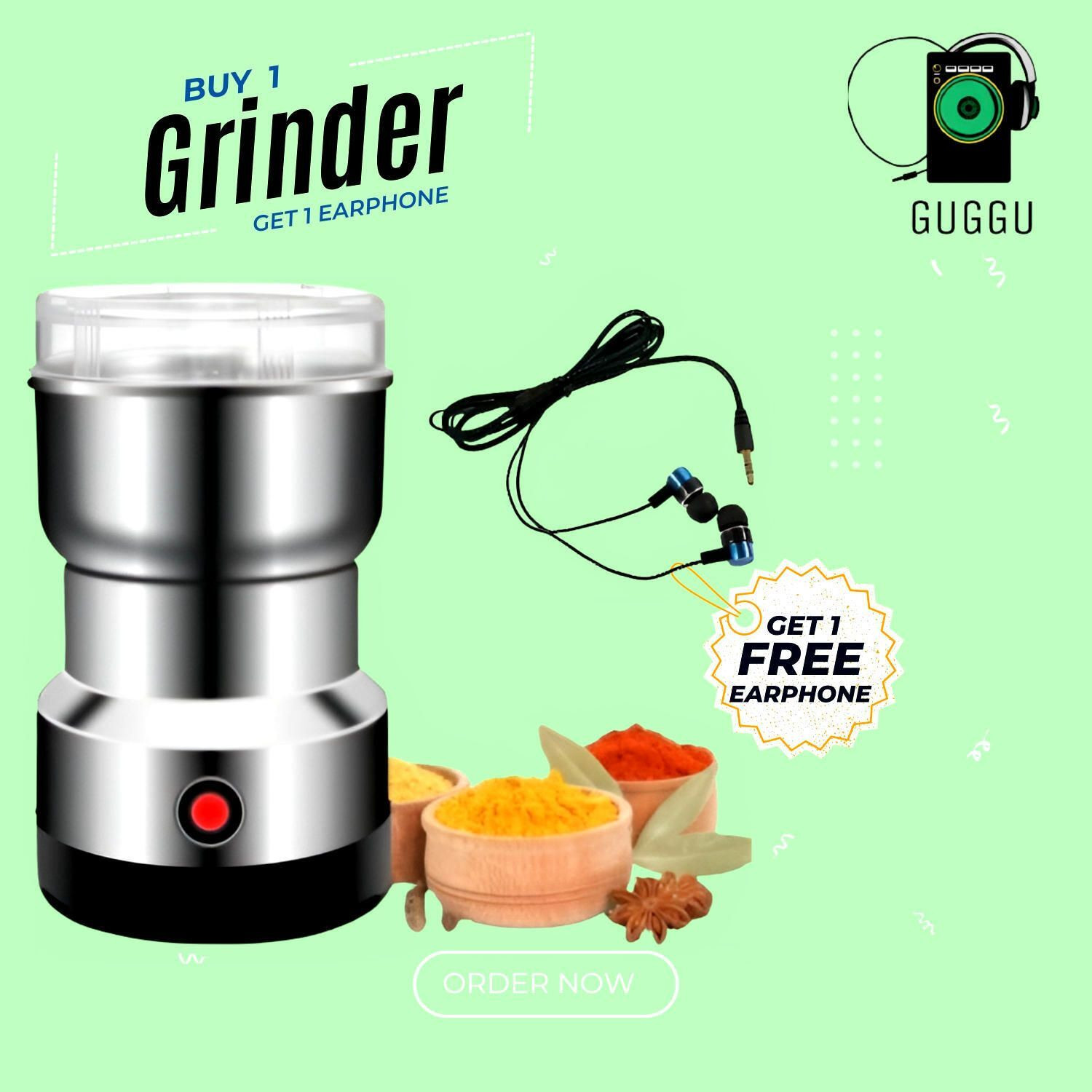 Image of JayGopalTrendz Grinder 350 W Mixer Grinder (Electric Grinder With Coffee & Nuts Grains Bean Grinder Juicer Mixer GrinderH202 | 1 Jar | Silver)