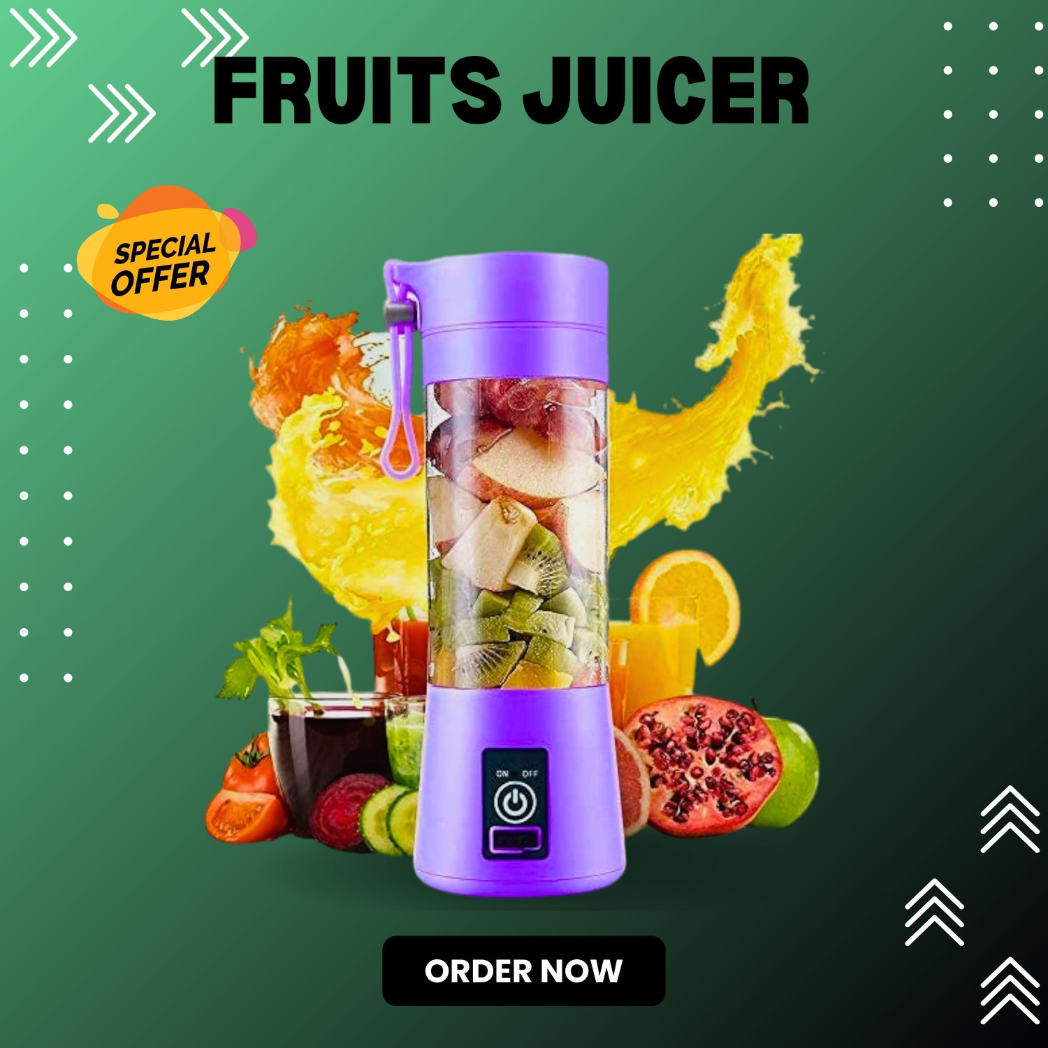 Image of SS brother Pro Fruit Juicer 350 W Juicer Mixer Grinder (QWE 187 Portable Electric USB Juice Maker Juicer Bottle 4 Blades Rechargeable | 1 Jar | Multicolor)