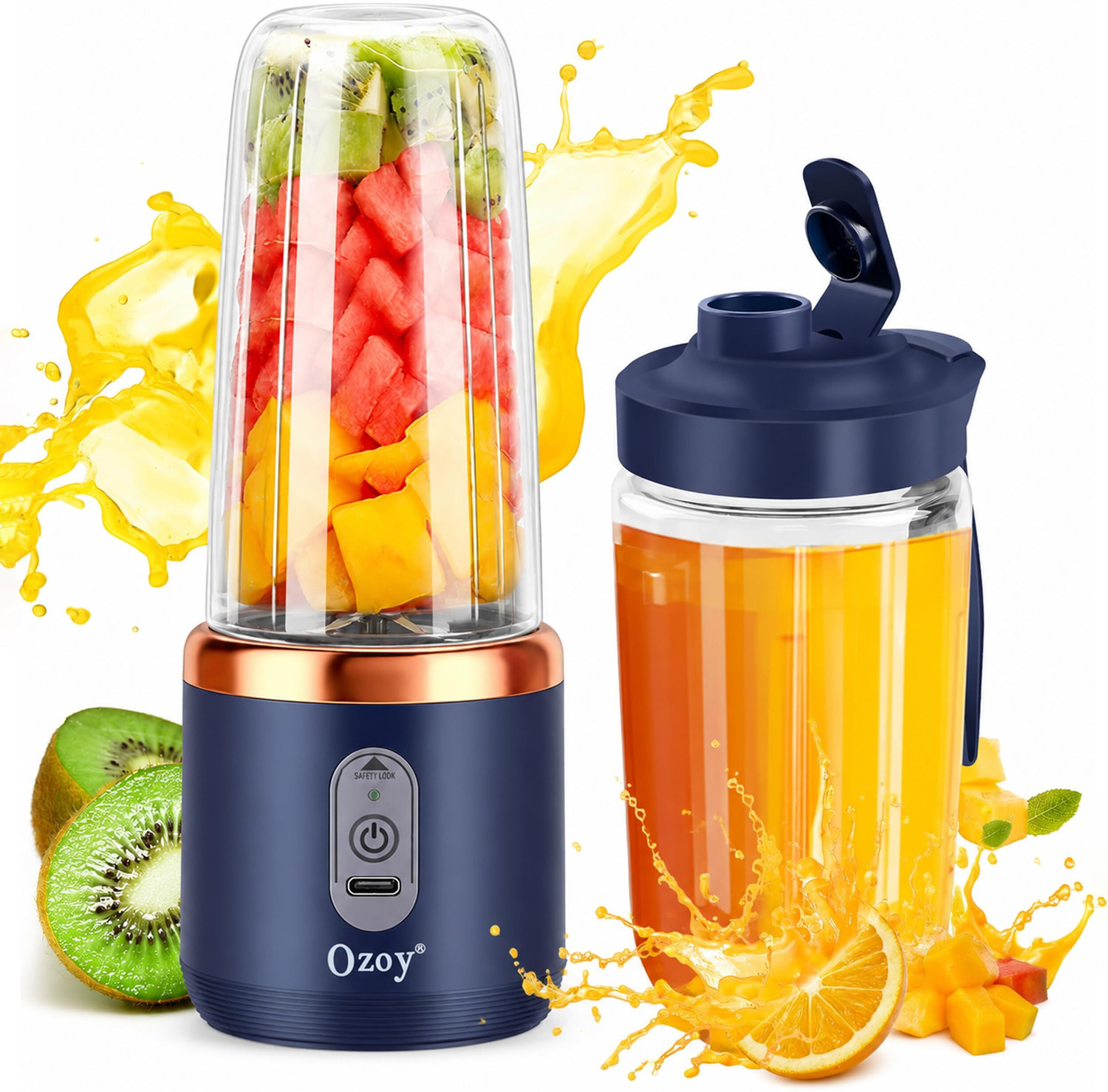 Image of Radhe PJC-17 350 W Juicer Mixer Grinder (Automatic Electric Smoothie Blender Ice Crusher | 2 Jars | Blue)