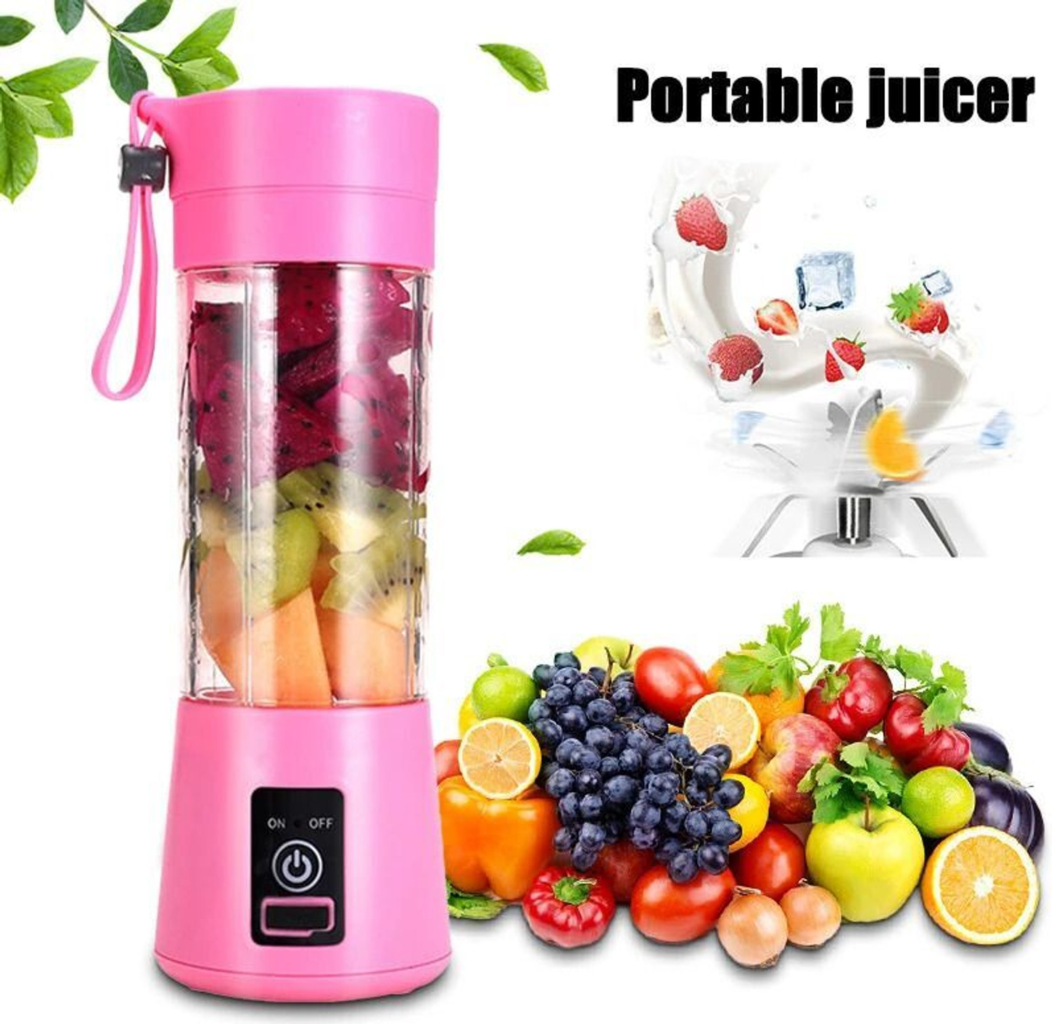 Image of PRANMATRASELLS Pro Fruit Juicer 200 W Juicer Mixer Grinder (ECF 850H Portable Electric Fruit Juicer Maker USB Rechargeable Mini Juicer | 1 Jar | Multicolor)