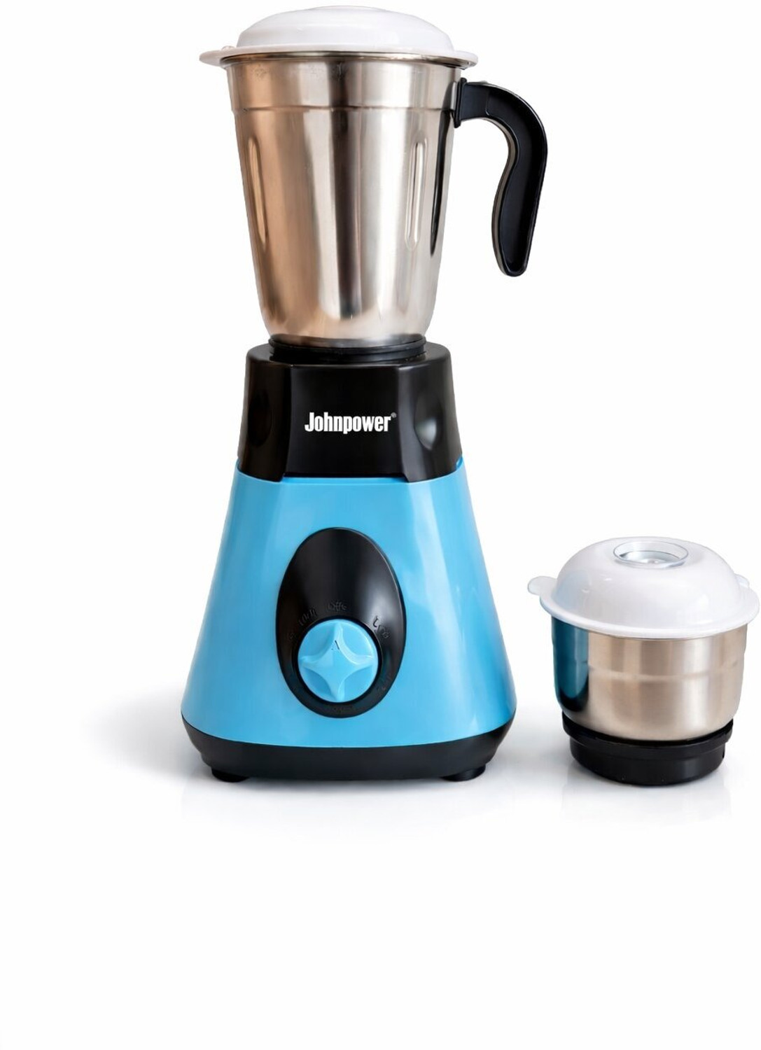 Image of johnpower MINI MIXER 220 W Mixer Grinder (Multi Purpose Grinder for Masala, Chutney & Wet Dry Grinding | 2 Jars | BLACK & SKY)