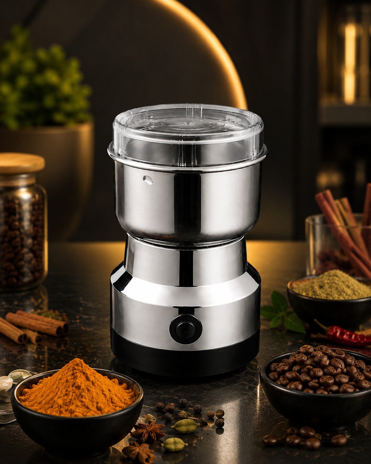Image of Elvara creations Mini Mixer Grinder 800 W Juicer Mixer Grinder (Mini Spice, Dry Masala Grinder | 1 Jar | Silver)