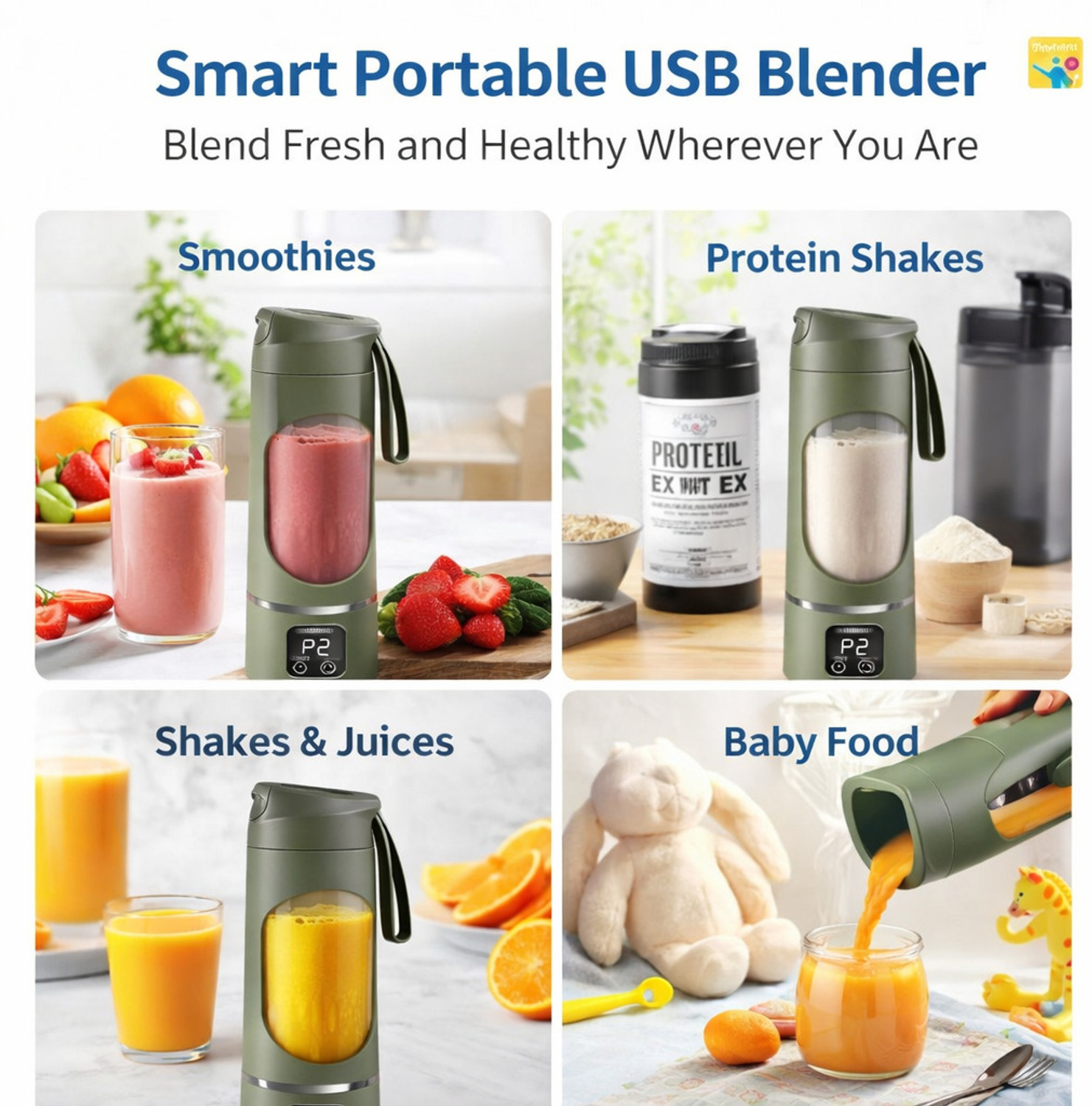 Image of jiyanshi B 1 40 W Juicer (USB Portable Blender | 1 Jar | Multicolor)