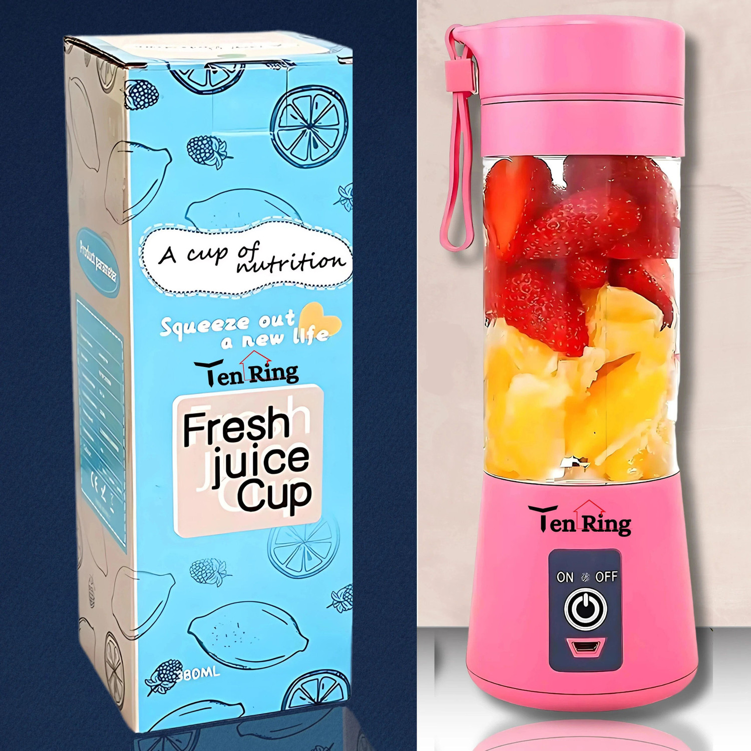 Image of DAKSHWAY Wireless Rechargeable Blender Portable Juicer for Smoothies, Milkshakes M273 180 W Juicer (Portable Mini USB Juicer Wireless Rechargeable Blender for Fresh Juices Pro 18 | 1 Jar | Multicolor)