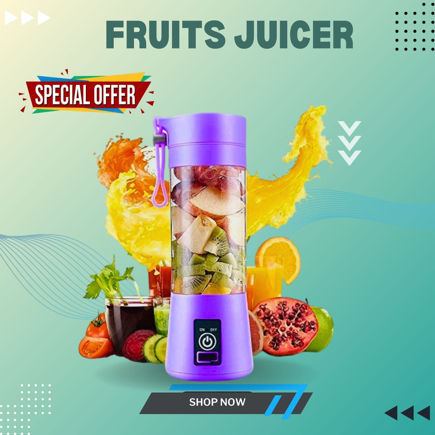 Image of JayGopalTrendz Electric Rechargeable Fruit Juicer Maker Portable USB Mini Juicer ShakerTY202 350 W Juicer Mixer Grinder (Electric Rechargeable Fruit Juicer Maker Portable USB Mini Juicer ShakerTY202 | 1 Jar | Multicolor)