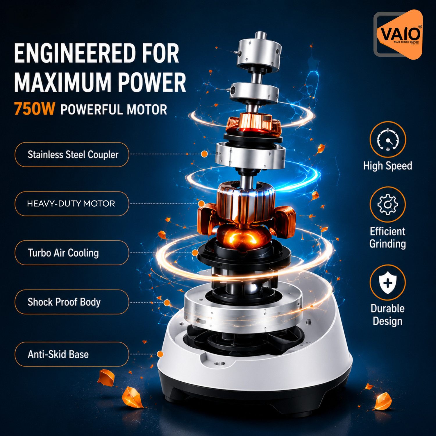 Image of Vaio Nexa Mixer Grinder Juicer 750 W Mixer Grinder (Nexa | 3 Jars | White Black)