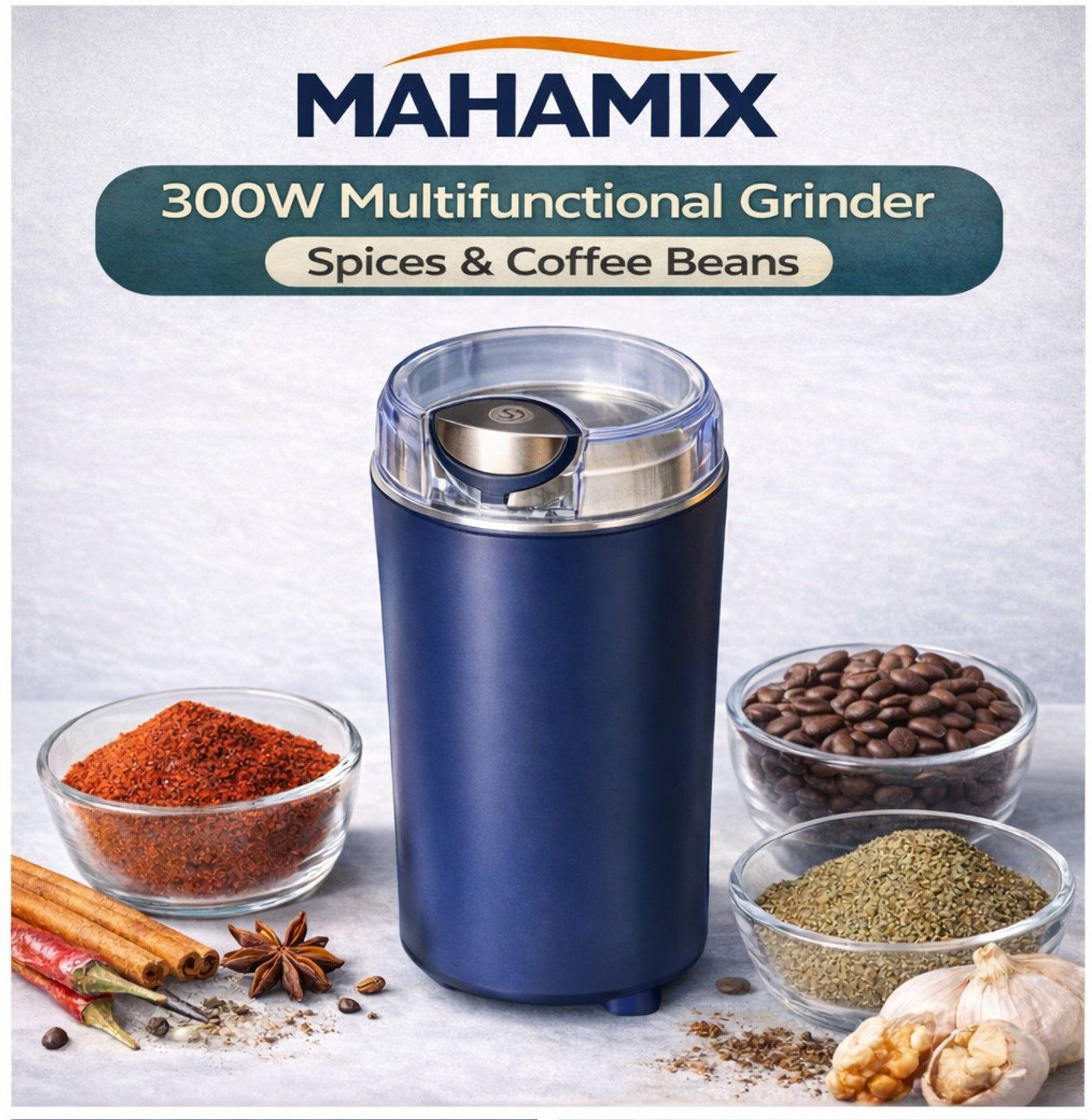 Image of Manasa RV102 220 500 W Mixer Grinder (EX-White Wings Mini Stainless Steel Coffee Spice Nuts Grains Bean Grinder | 1 Jar | Multicolor)
