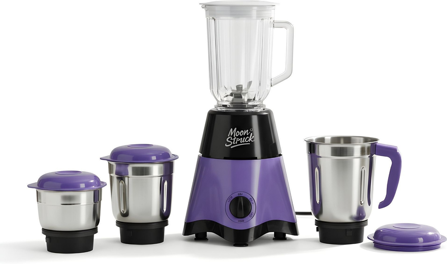 Image of Moonstruck Kuro 2 Jar Set 700 W Juicer Mixer Grinder (HeatShield Motor with LiveView Chutney for Daily Cooking | 2 Jars | Black)