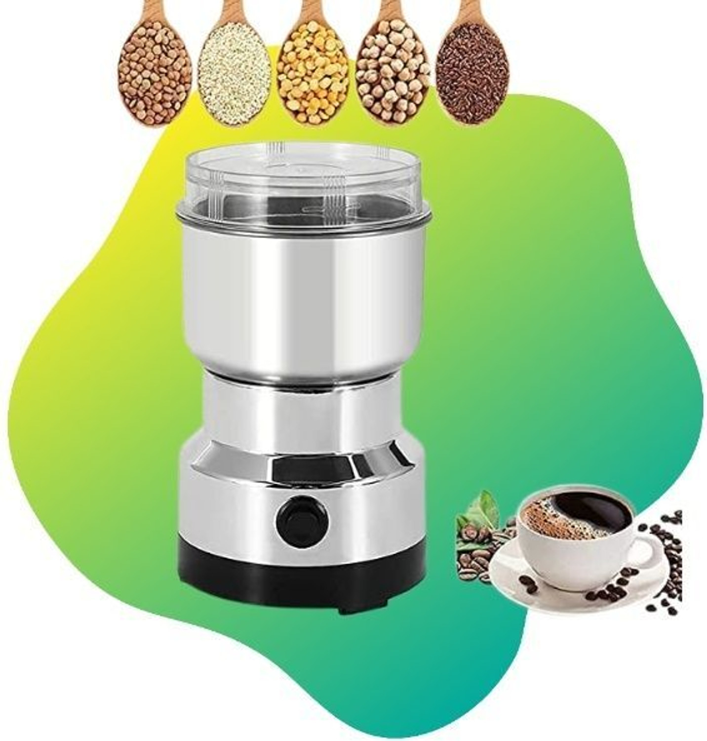 Image of JayGopalTrendz Grinder 350 W Mixer Grinder (Electric Grinder With Coffee & Nuts Grains Bean Grinder Juicer Mixer GrinderH202 | 1 Jar | Silver)
