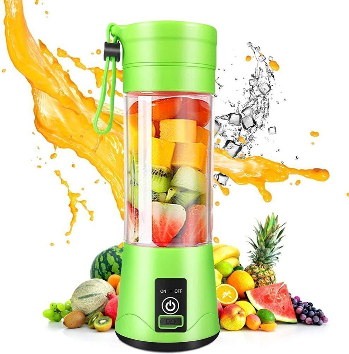 Image of PRANMATRASELLS Pro Fruit Juicer 200 W Juicer Mixer Grinder (ECF 850H Portable Electric Fruit Juicer Maker USB Rechargeable Mini Juicer | 1 Jar | Multicolor)