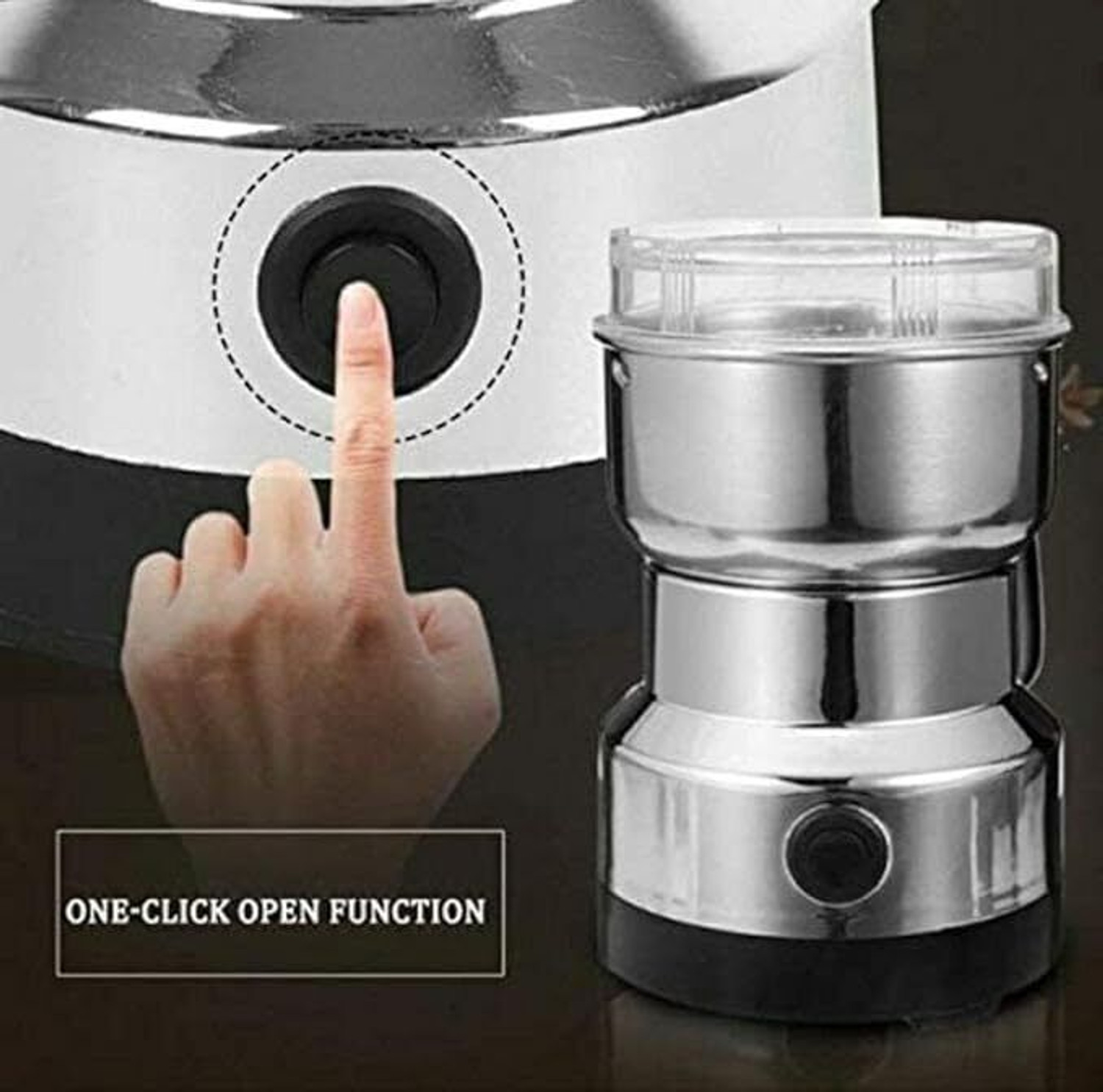 Image of BazaarNest Mini Mixer Grinder 800 W Juicer Mixer Grinder (Electric Coffee Grinder with Removable Stainless Steel Cup & Blades | 1 Jar | Silver)