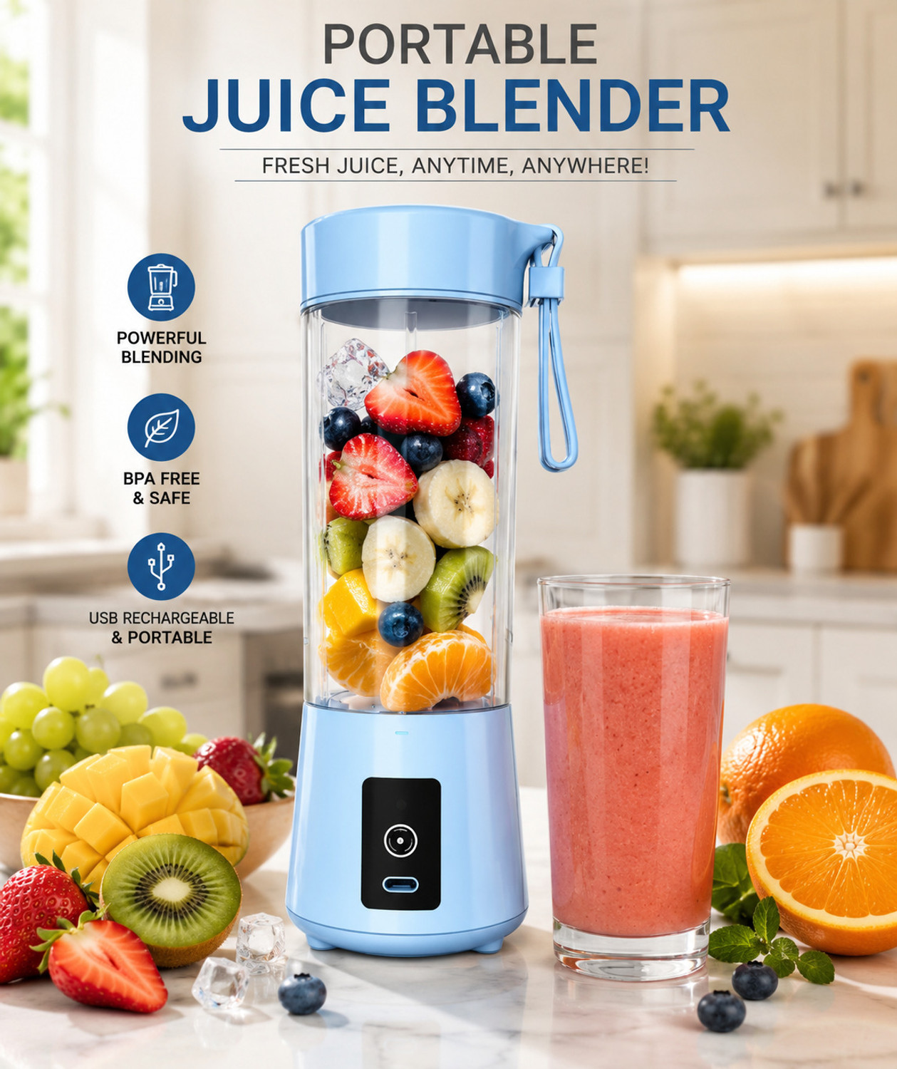 Image of TrendingMinds SmartBlend USB Portable 40 W Mixer Blender (TM-USBMIX-01 | 1 Jar | Multicolor)
