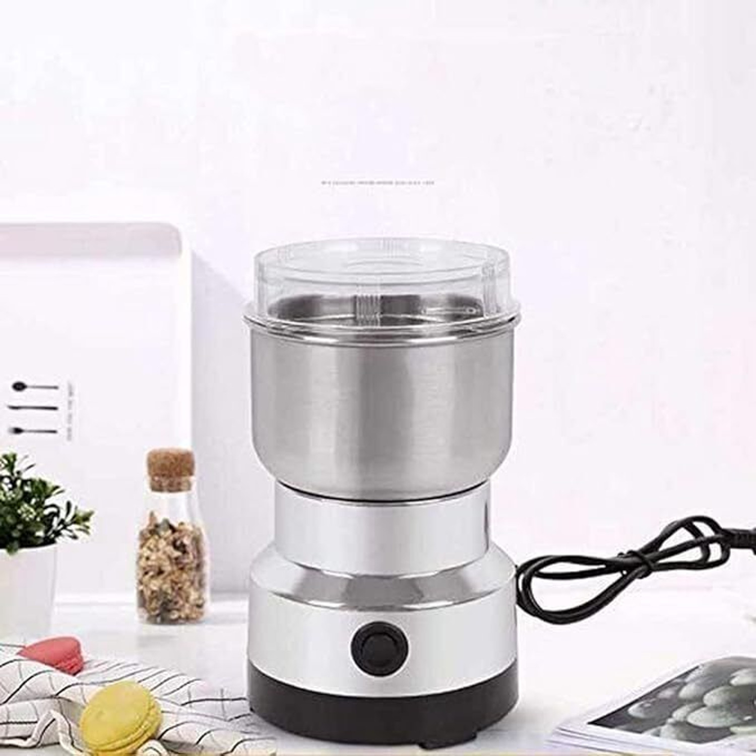 Image of Elvara creations Mini Mixer Grinder 550 W Juicer Mixer Grinder (Mixer Grinder Smash Machine Stainless Steel Multifunctional Electric Grinder | 1 Jar | Silver)