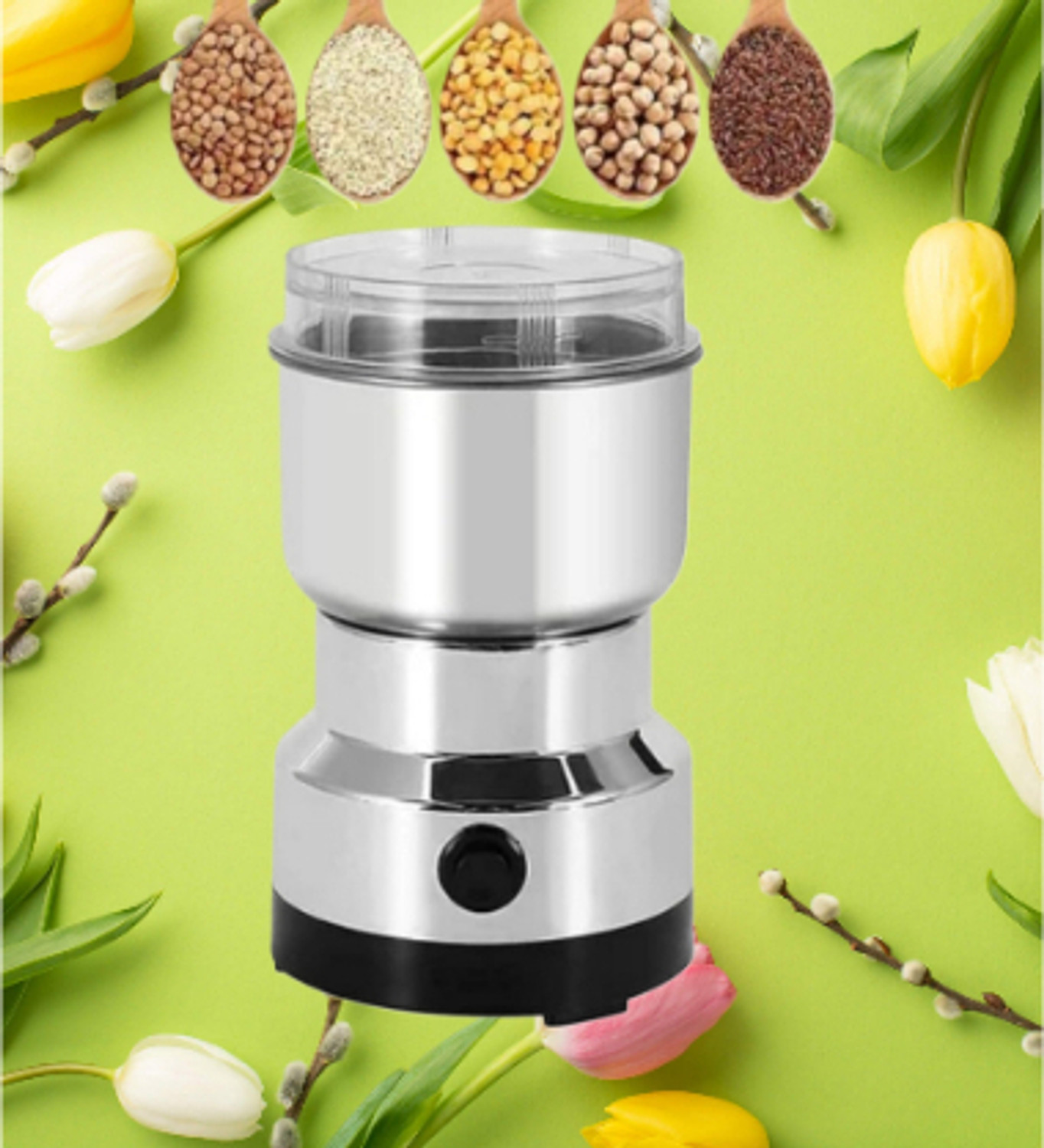 Image of SEVENMETICS Min Mixer Grinderi Stainless Steel Coffee & Spice Grains,Bean [NOT Use Liquid] 500 W Mixer Grinder (GrinMer-M27 /6 /25-270C | 1 Jar | Black, STEEL)