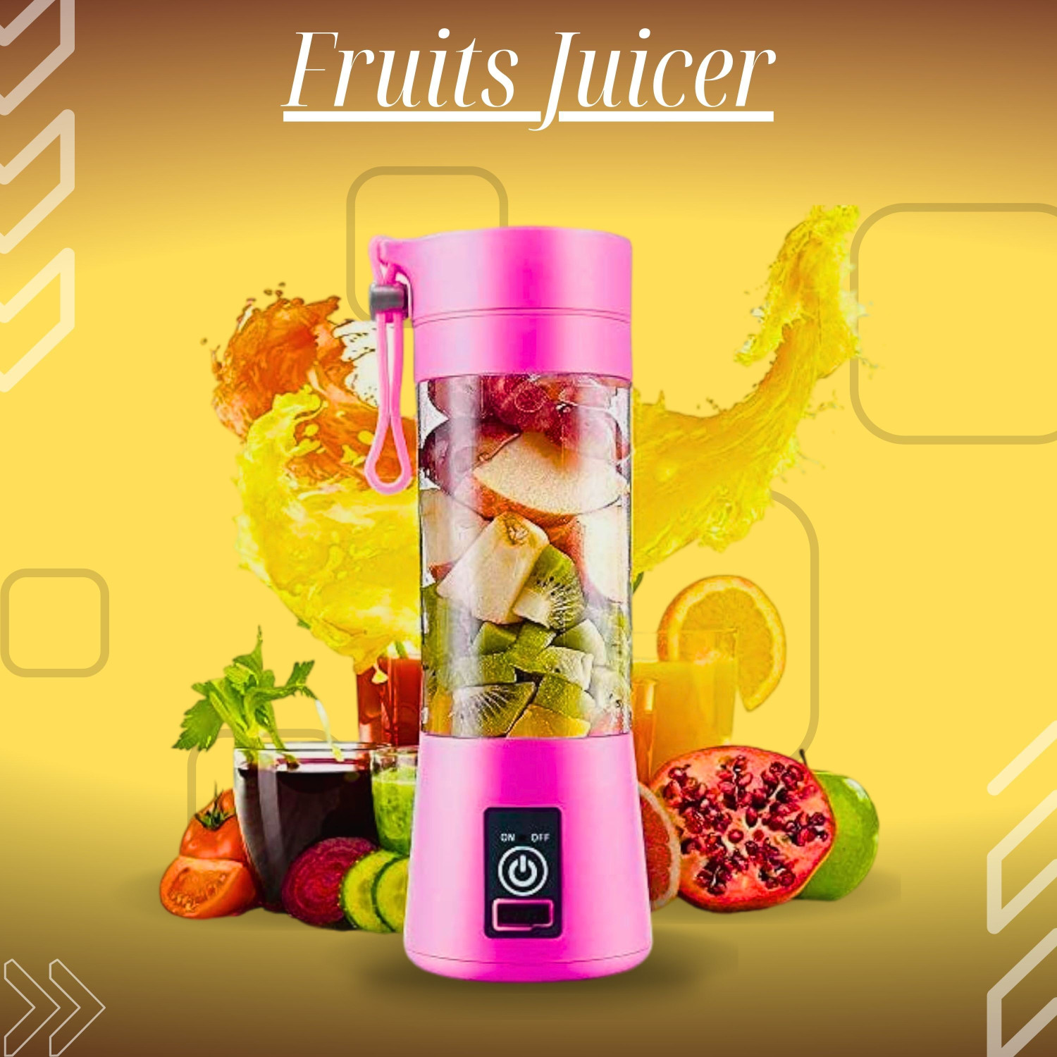 Image of ZENOVIA Portable Juicer Blender, Rechargeable, Grinder for Fruits & Shakes,6 Blade 40 W Juicer Mixer Grinder (Portable Juicer Blender,Rechargeable,Grinder for Fruits & Shakes,6 Blade 40W | 2 Jars | Pink)