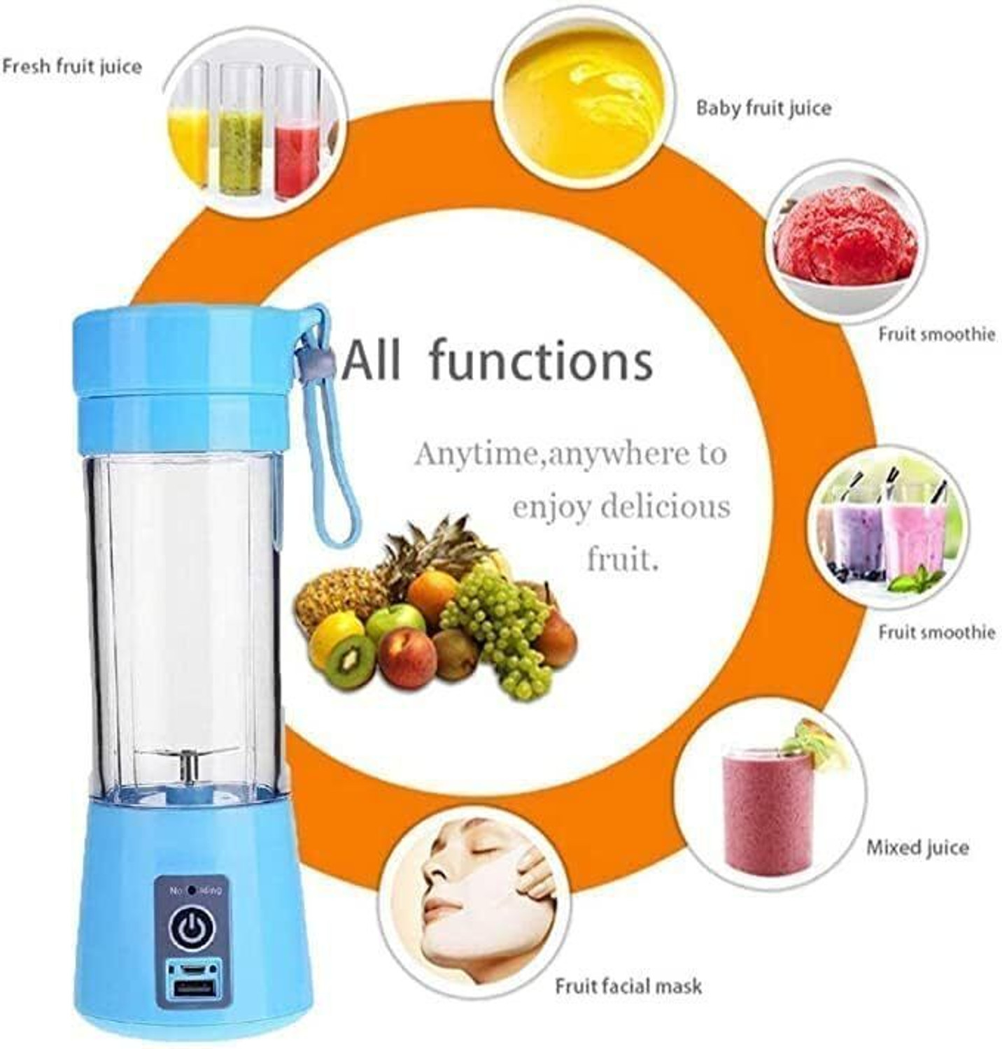 Image of JayGopalTrendz PRO 450 W Juicer Mixer Grinder (Juicer 59Rechargeable 6-Blade Portable Juicer Bottle Blender | 1 Jar | Multicolor)