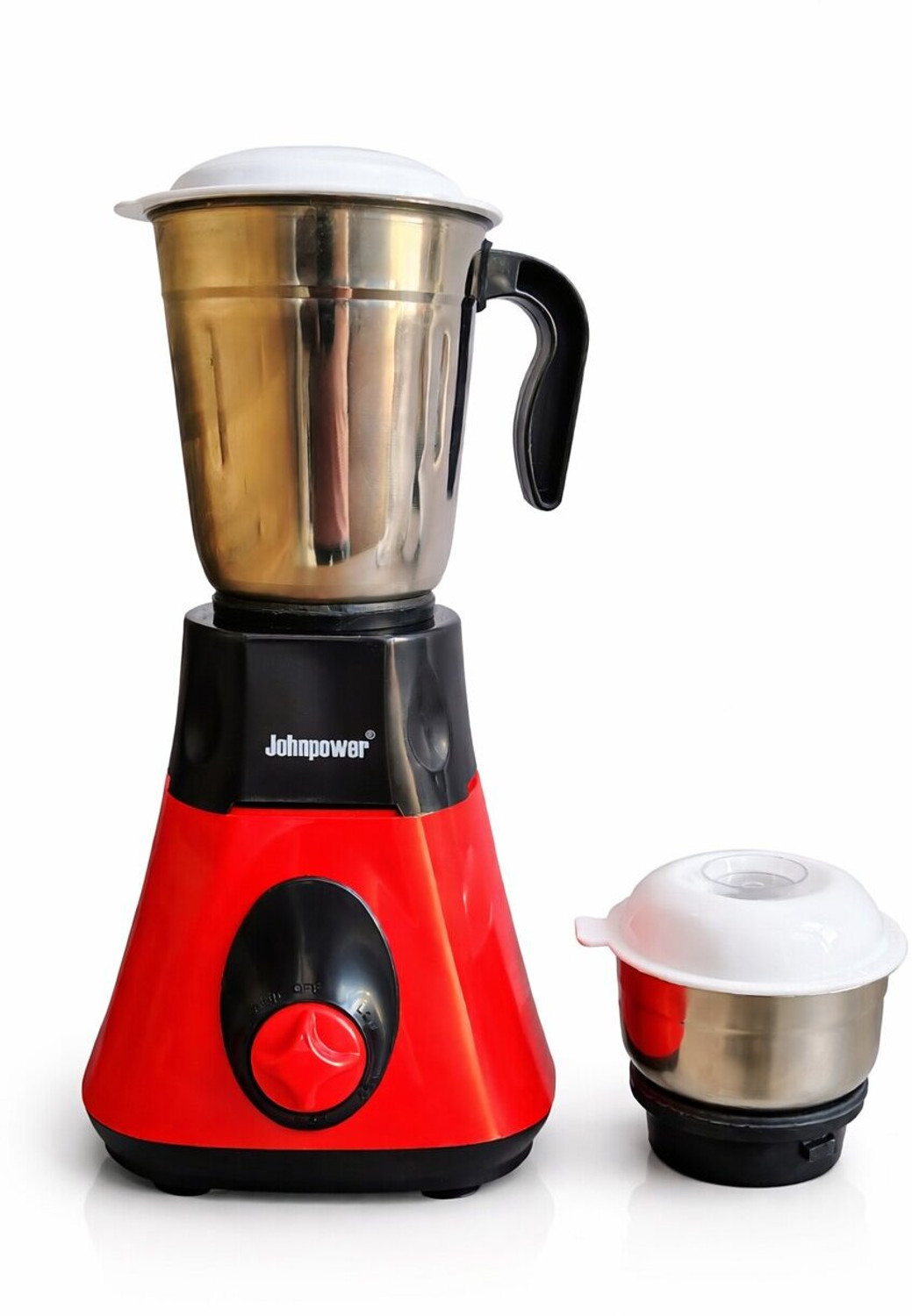 Image of johnpower MINI MIXER 220 W Mixer Grinder (Multi Purpose Grinder for Masala, Chutney & Wet Dry Grinding | 2 Jars | BLACK & RED)