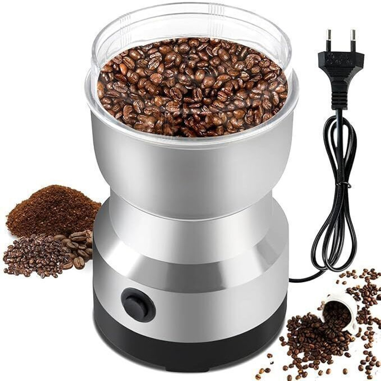 Image of BazaarNest Mini Mixer Grinder 800 W Juicer Mixer Grinder (Electric Coffee Grinder with Removable Stainless Steel Cup & Blades | 1 Jar | Silver)