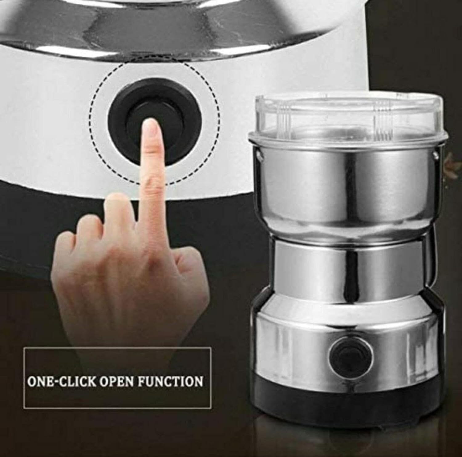 Image of Manasa Nima Mini Mixer Grinder 200 W Mixer Grinder (Mini Grinder for Kitchen - Easy-to-Use Electric Spice & Coffee Grinder | 1 Jar | Silver)