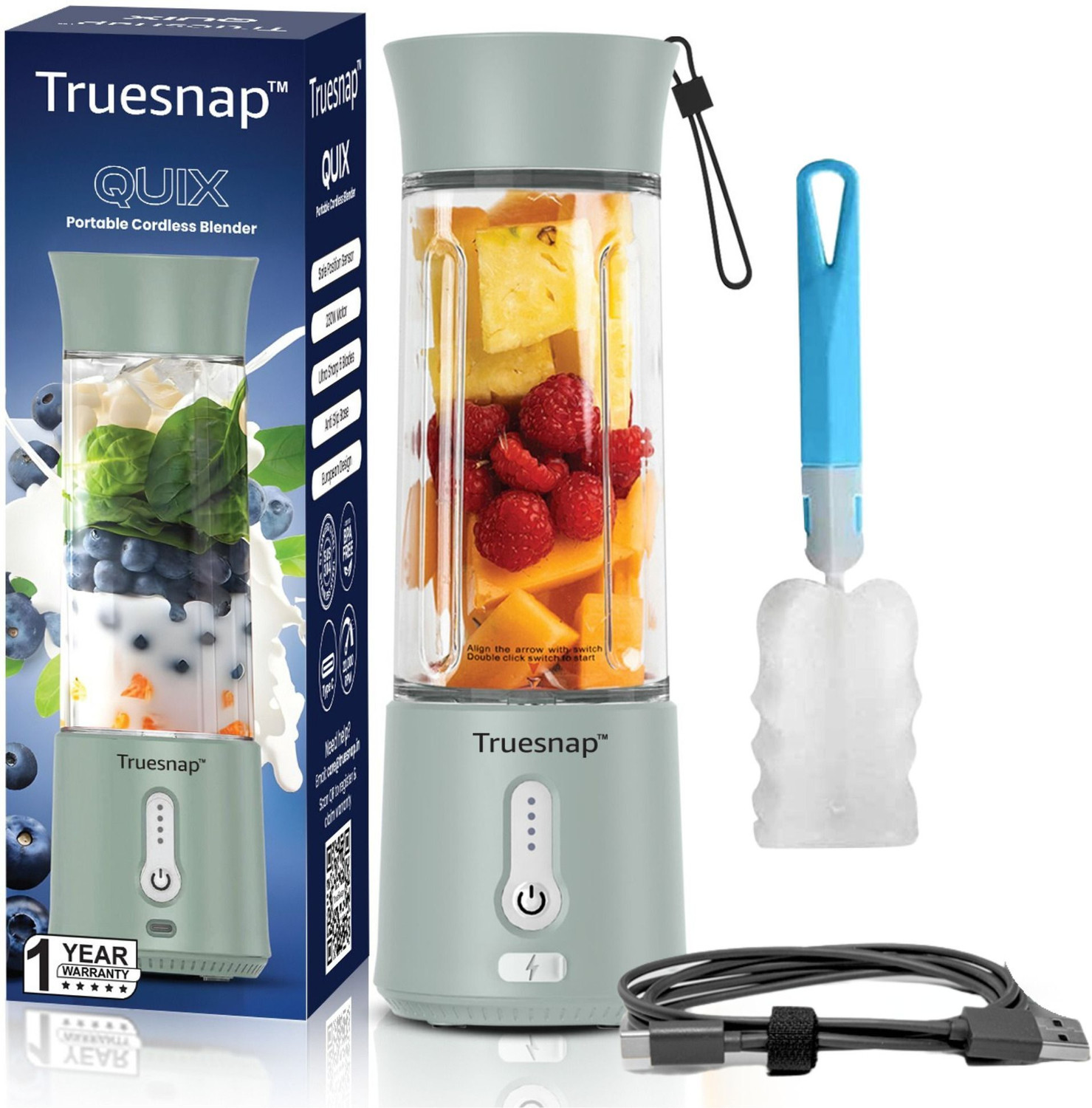 Image of implex mart PJC-28 200 W Juicer Mixer Grinder (Portable Electric Juicer Set - Automatic USB Powered Blender | 1 Jar | Blue)