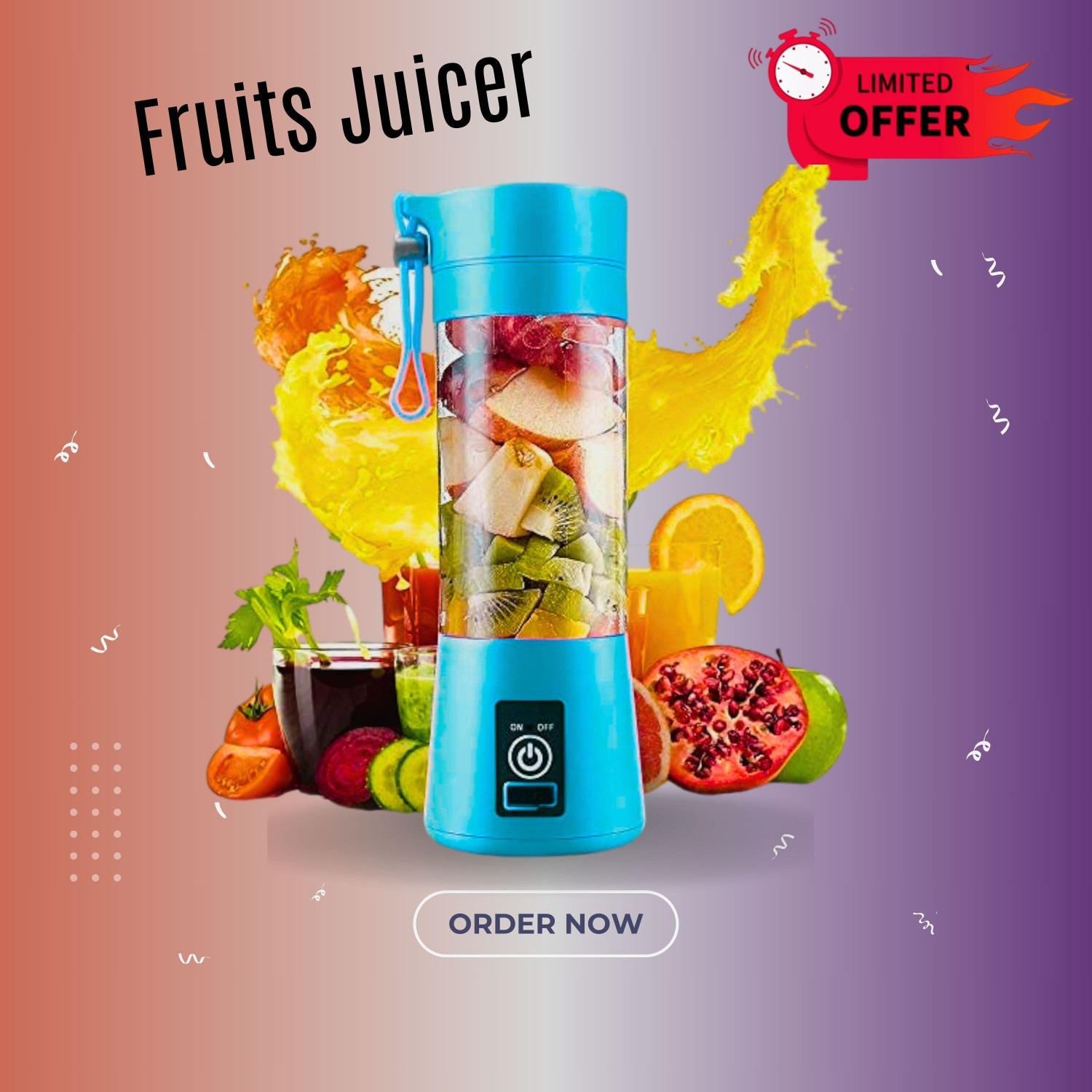 Image of JayGopalTrendz Electric Rechargeable Fruit Juicer Maker Portable USB Mini Juicer ShakerTY468 350 W Juicer Mixer Grinder (Electric Rechargeable Fruit Juicer Maker Portable USB Mini Juicer ShakerTY468 | 1 Jar | Multicolor)