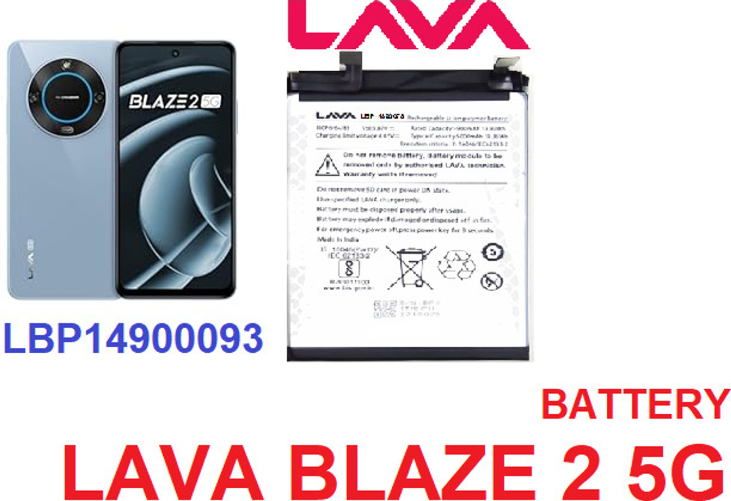 BKN 5000mAh Battery for LAVA BLAZE 2 5G - Image 4