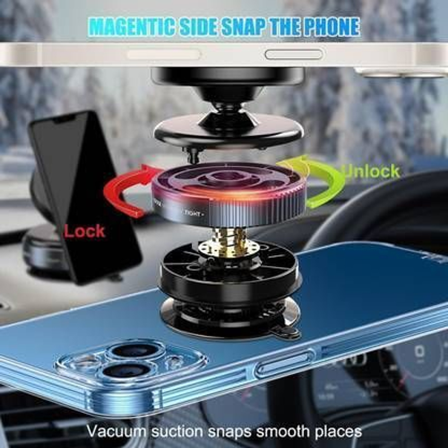 Image of QERINKLE Magnetic Car Mobile Holder Strong Suction Phone Mount Universal Magnetic Stand Mobile Holder