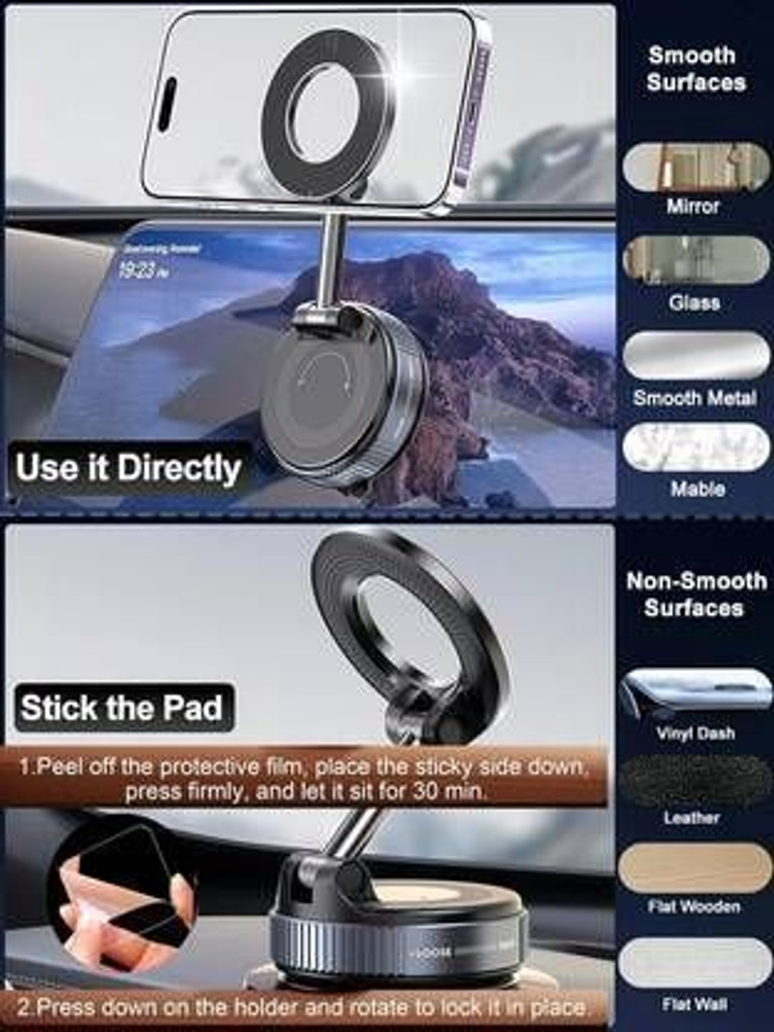 Image of QERINKLE Magnetic Car Mobile Holder Strong Suction Phone Mount Universal Magnetic Stand Mobile Holder