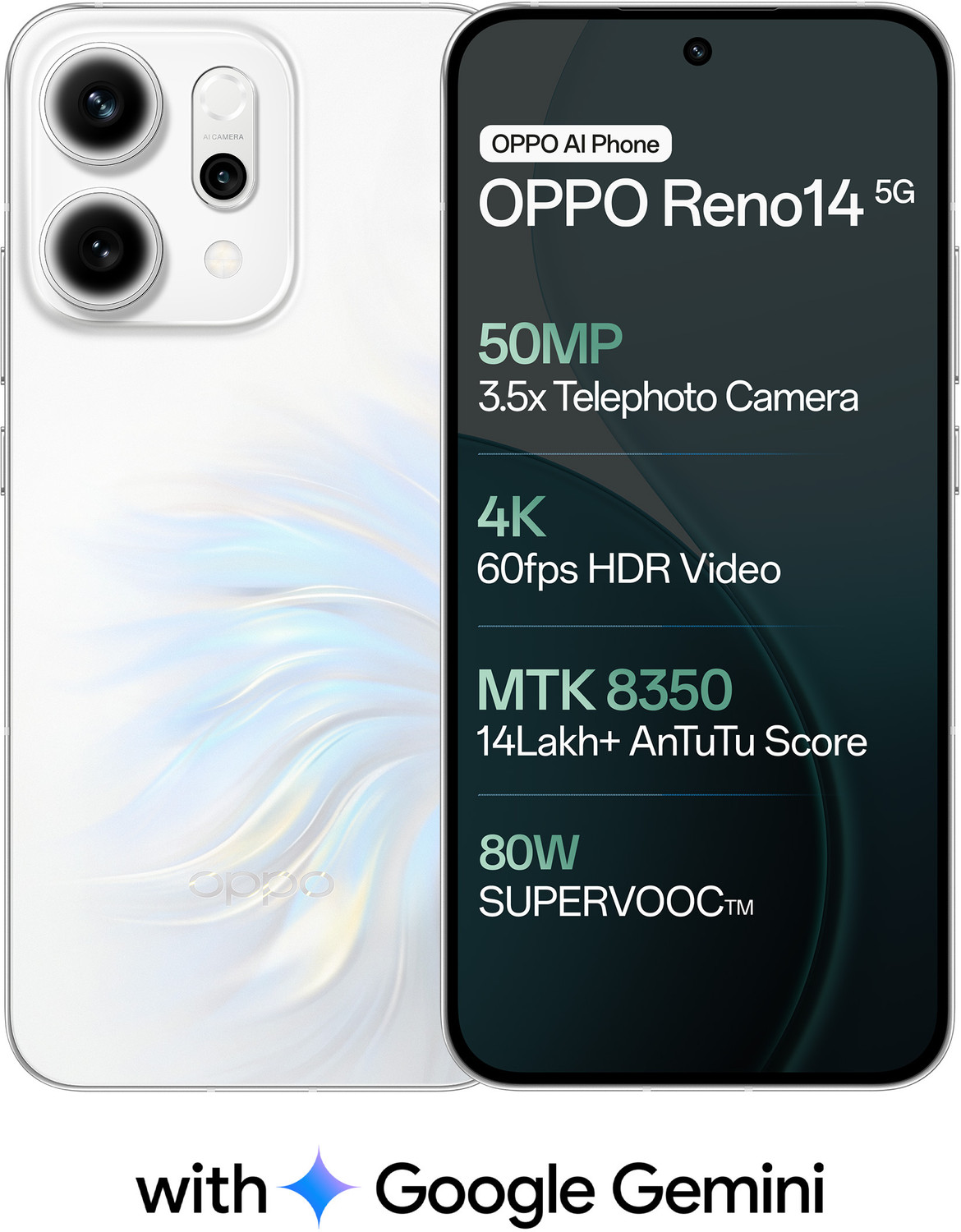 OPPO रेनो14 5जी (पर्ल वाइट, 256 GB) (8 GB RAM) - Image 1