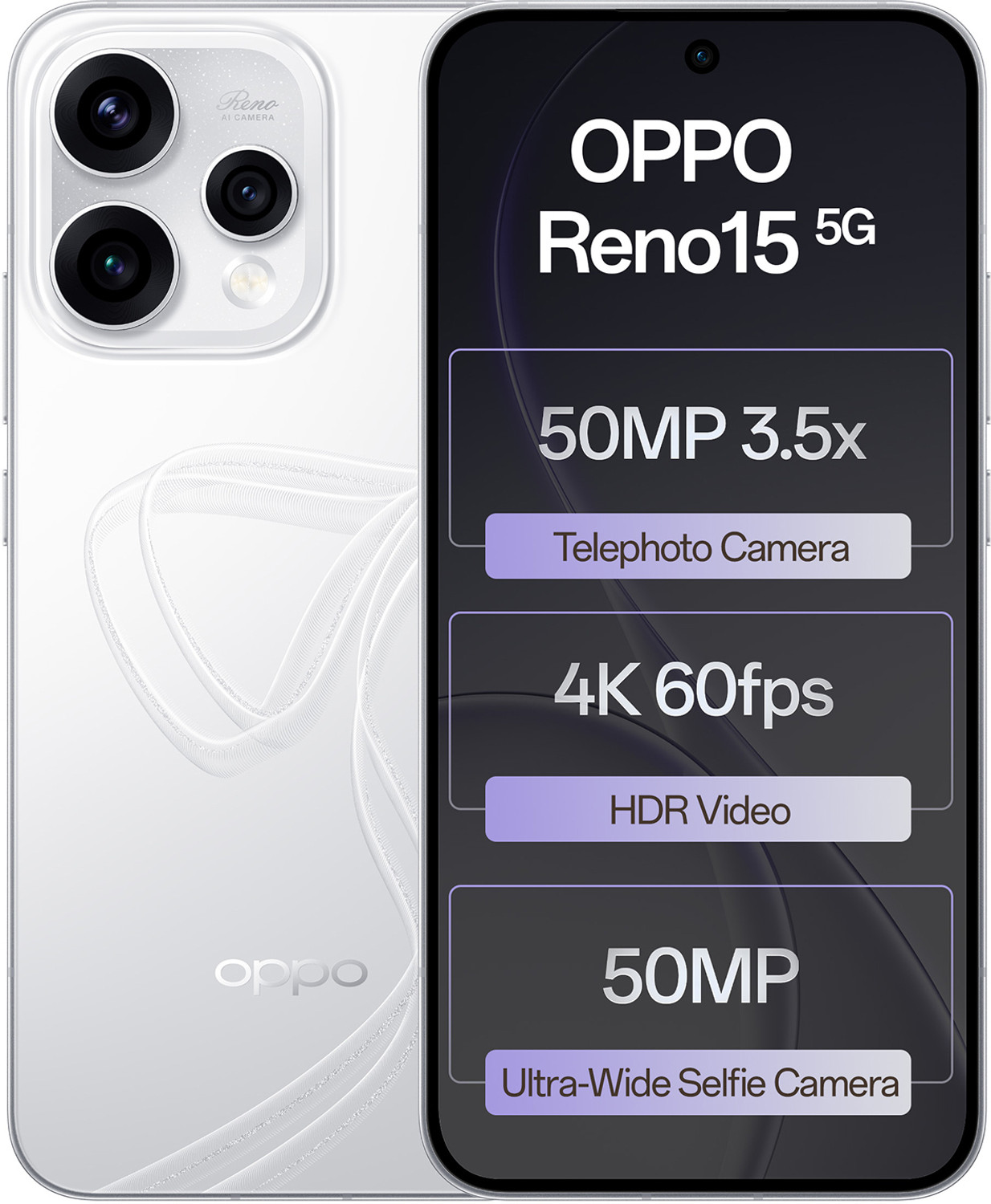 OPPO Reno15 5G 256GB Glacier White - Image 1