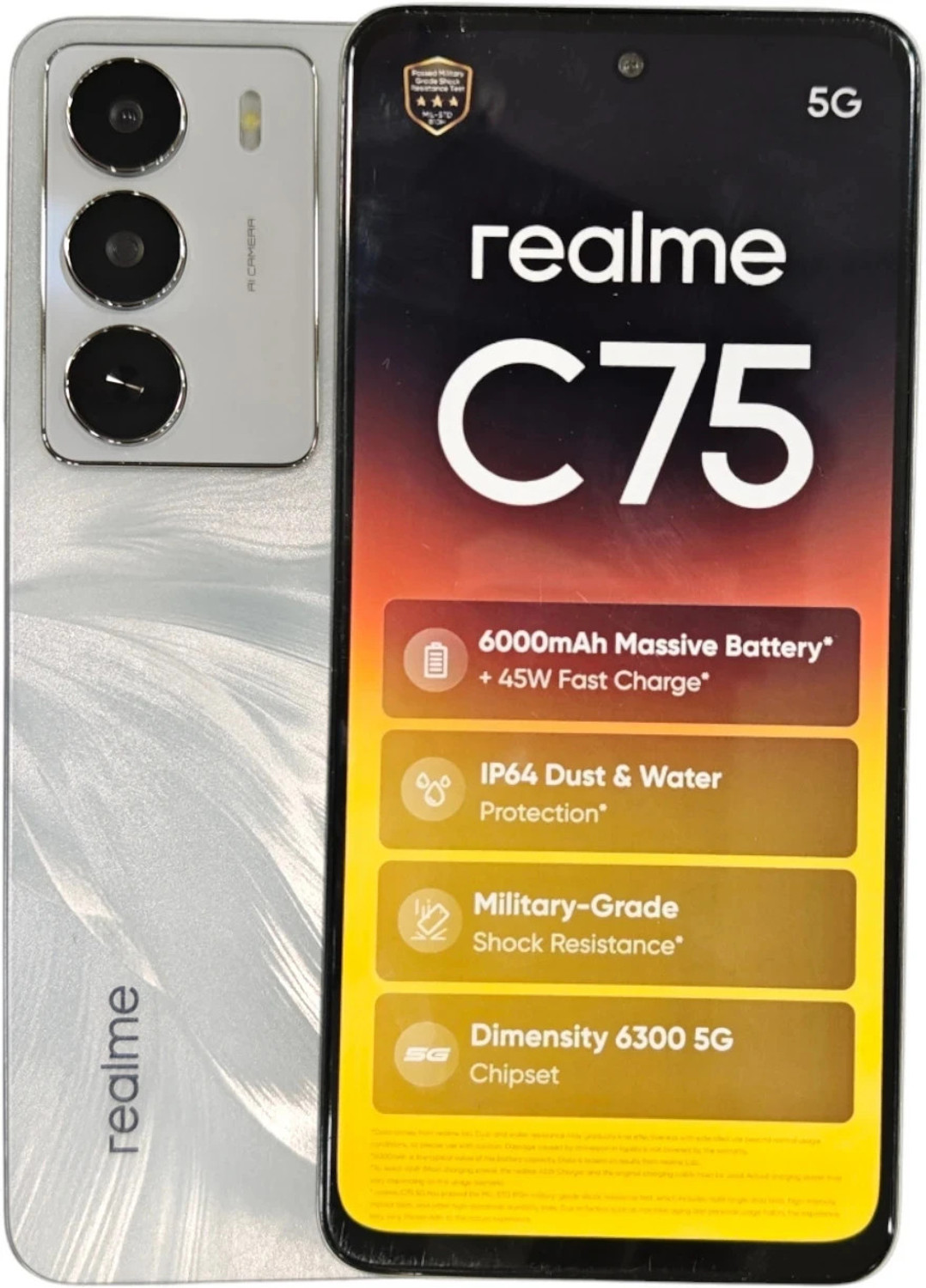 realme C75 5G 128GB 6GB RAM White - Image 1
