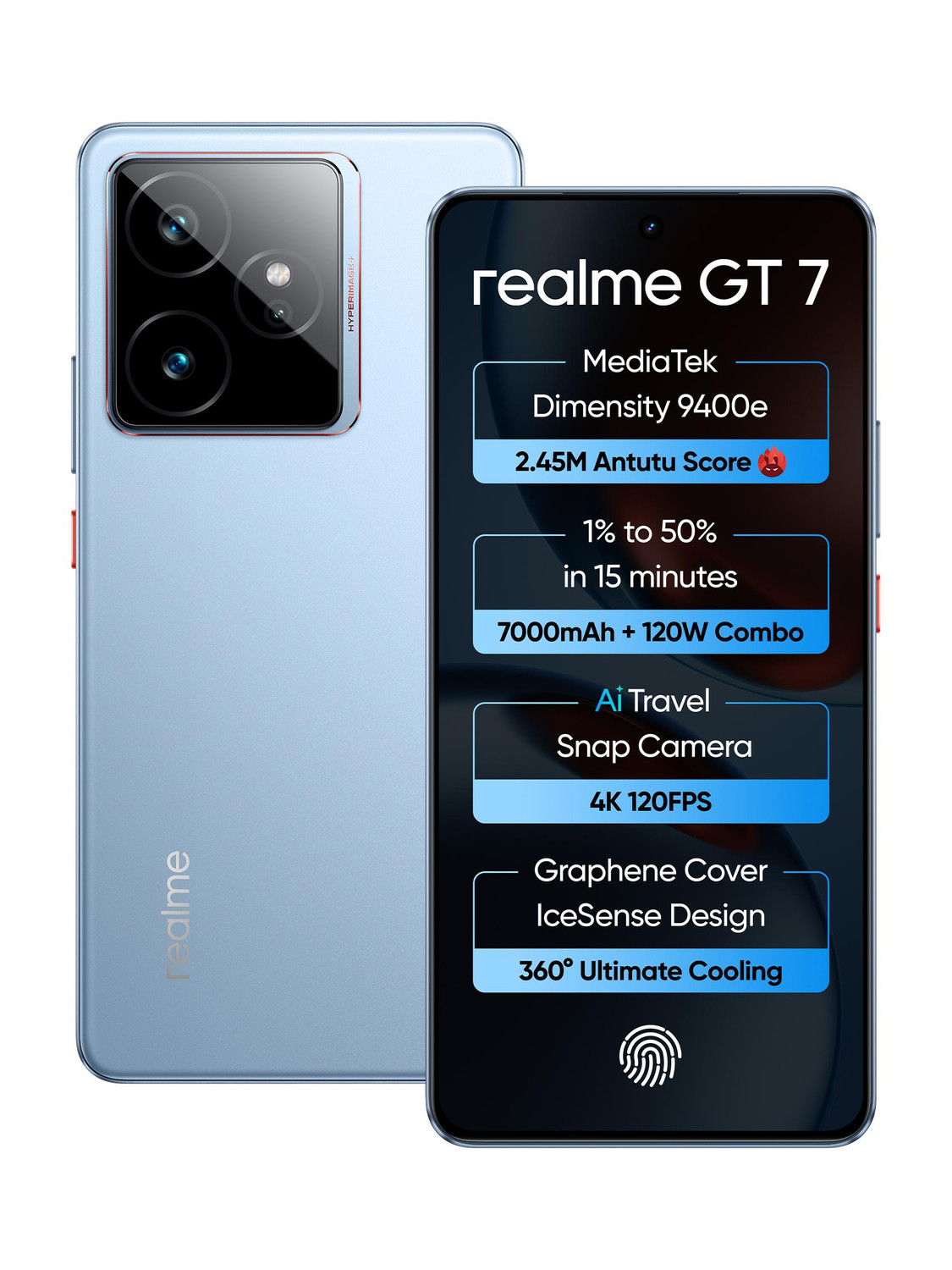 realme GT 7 5G (Icesense Blue, 256GB, 12GB RAM) - Image 1
