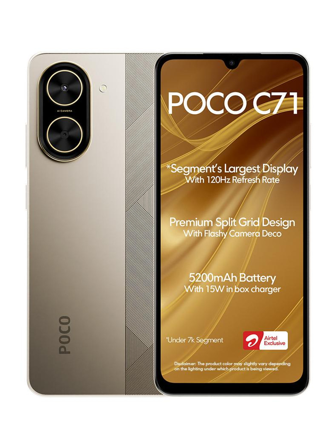 POCO C71 - Locked with Airtel Prepaid (Desert Gold, 64 GB) (4 GB RAM) - Image 1